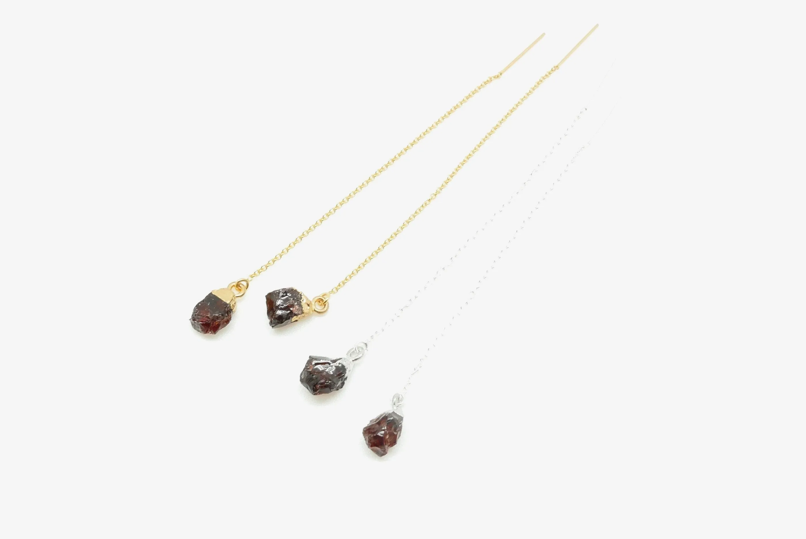 Rough Garnet Ear Threader