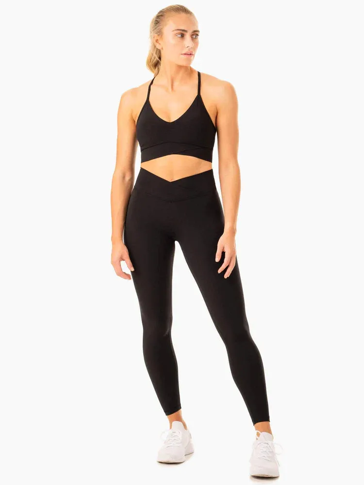 SERENE CROSS OVER SPORTS BRA BLACK