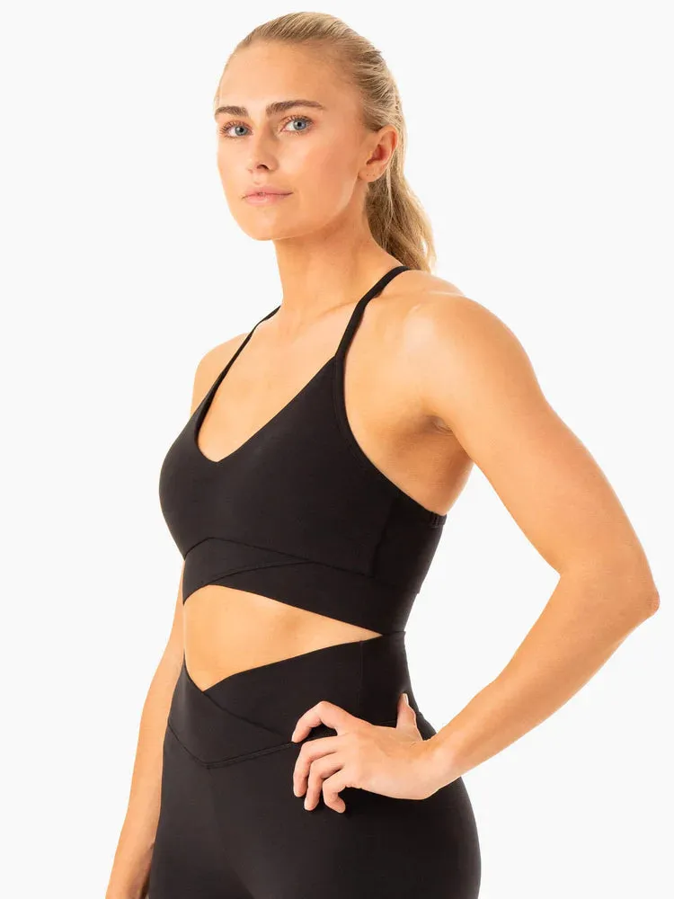 SERENE CROSS OVER SPORTS BRA BLACK