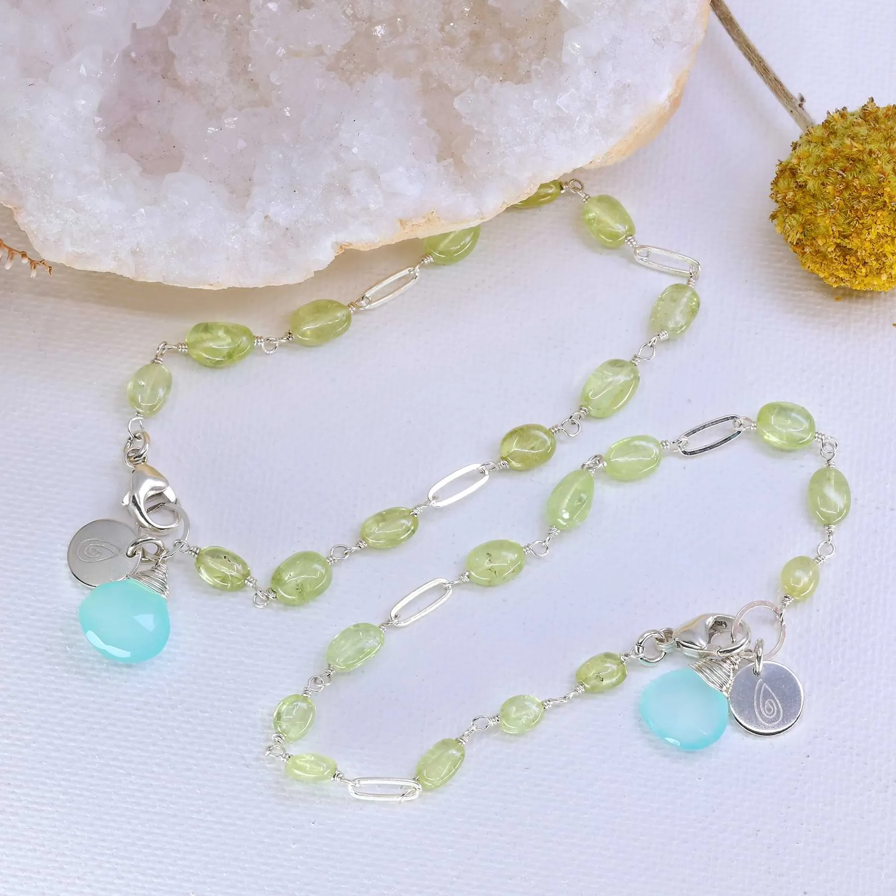 Shenandoah - Green Garnet and Seafoam Chalcedony Bracelet