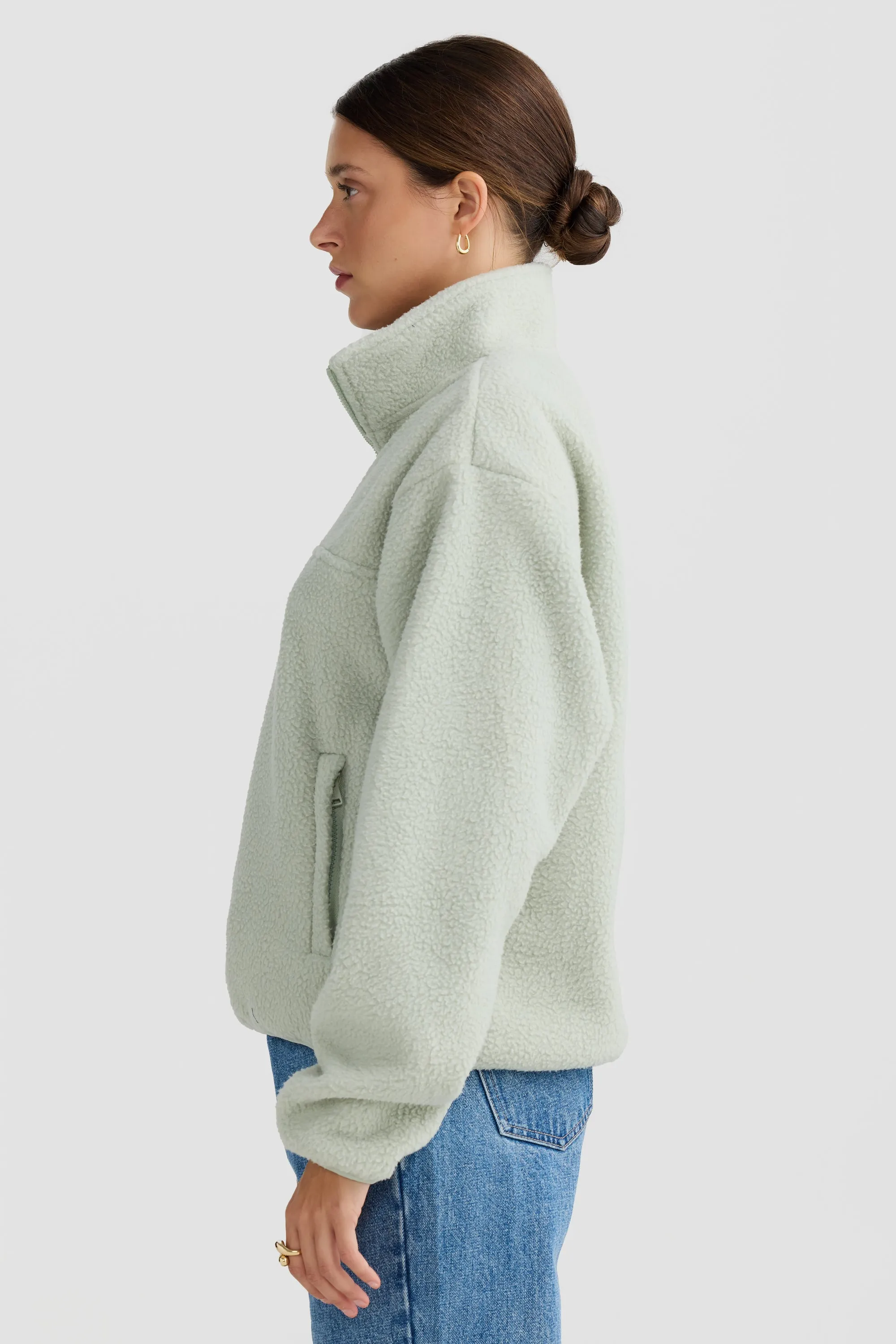 Sherpa Fleece Quarter Zip Sage