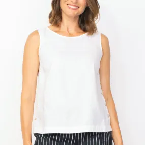 Side Button Tank - White (Only XXL Left)