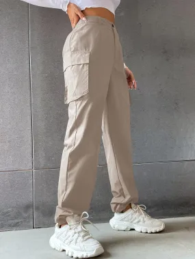 Solid Flap Pocket Pants