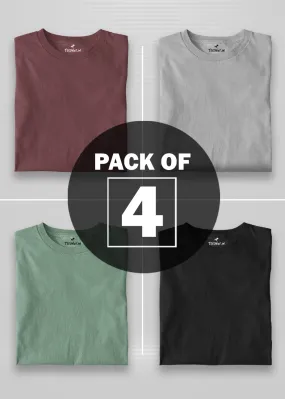 Solid Half Sleeve T-Shirt Men Combo - Pack of 4