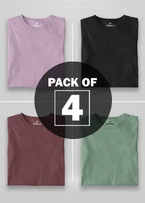 Solid Half Sleeve T-Shirt Men Combo - Pack of 4