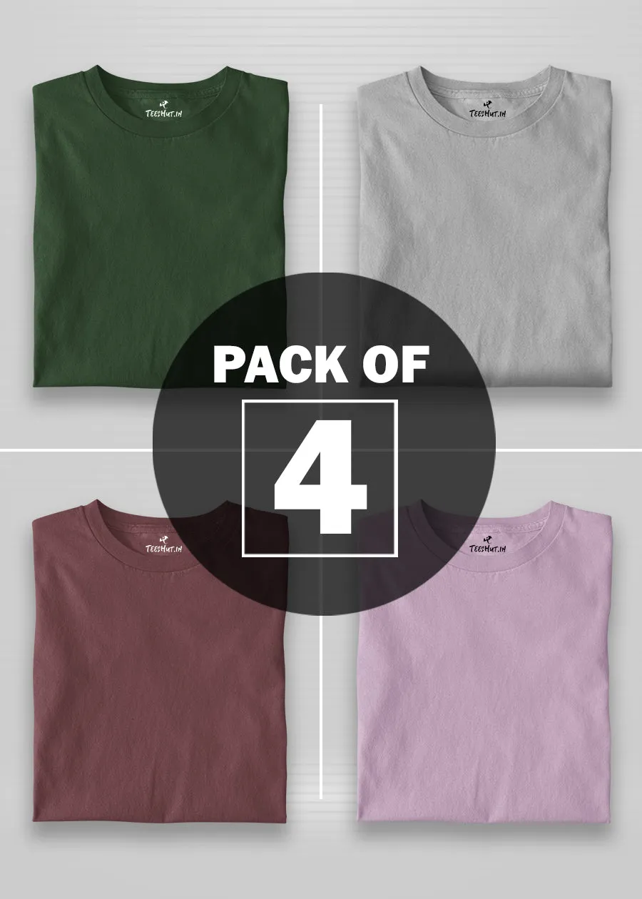 Solid Half Sleeve T-Shirt Women Combo - Pack of 4