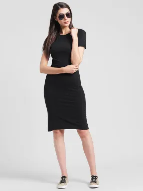 Solid Knee length Bodycon dress