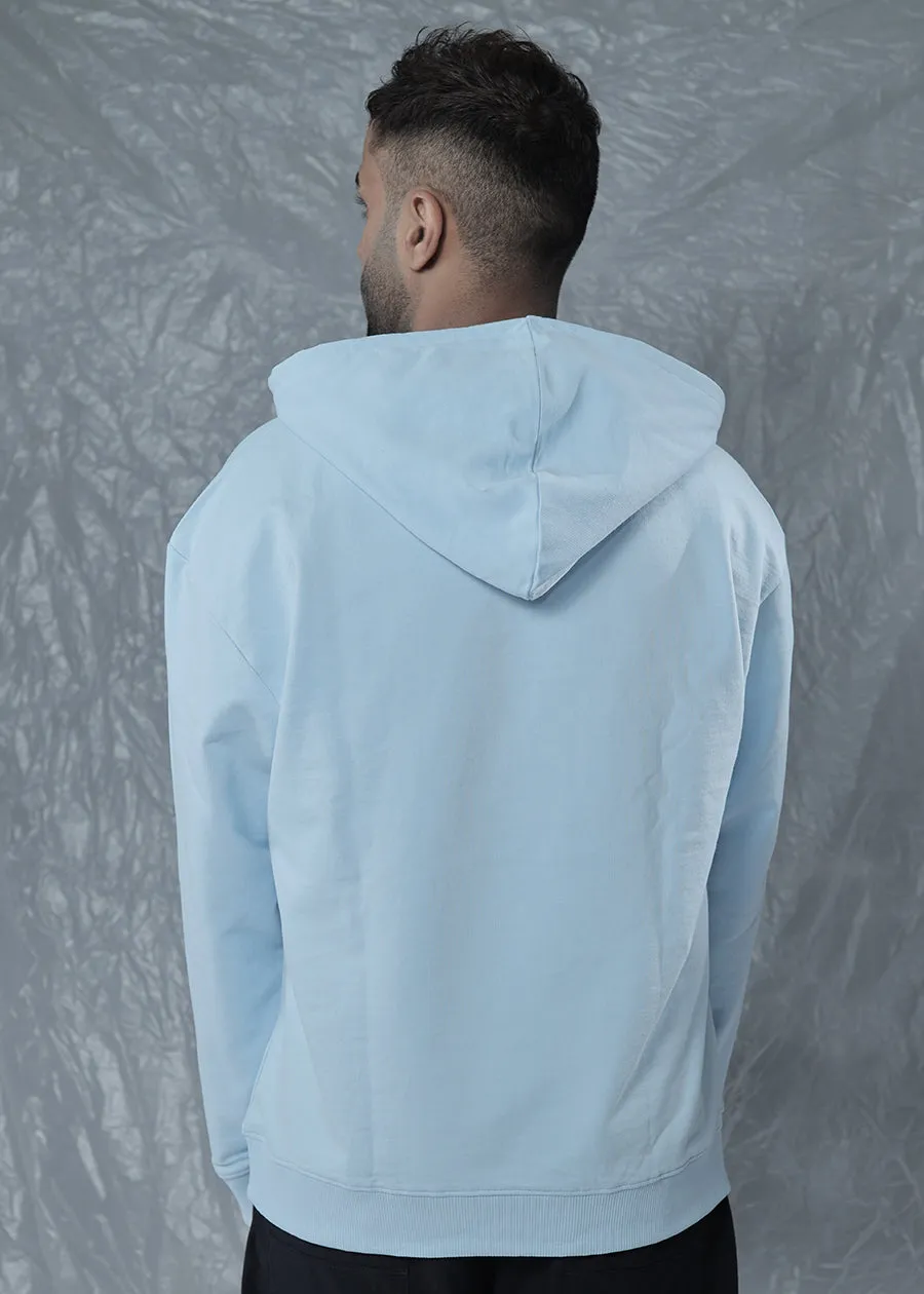 Solid Men Drop Shoulder Premium Terry Hoodie - Sky