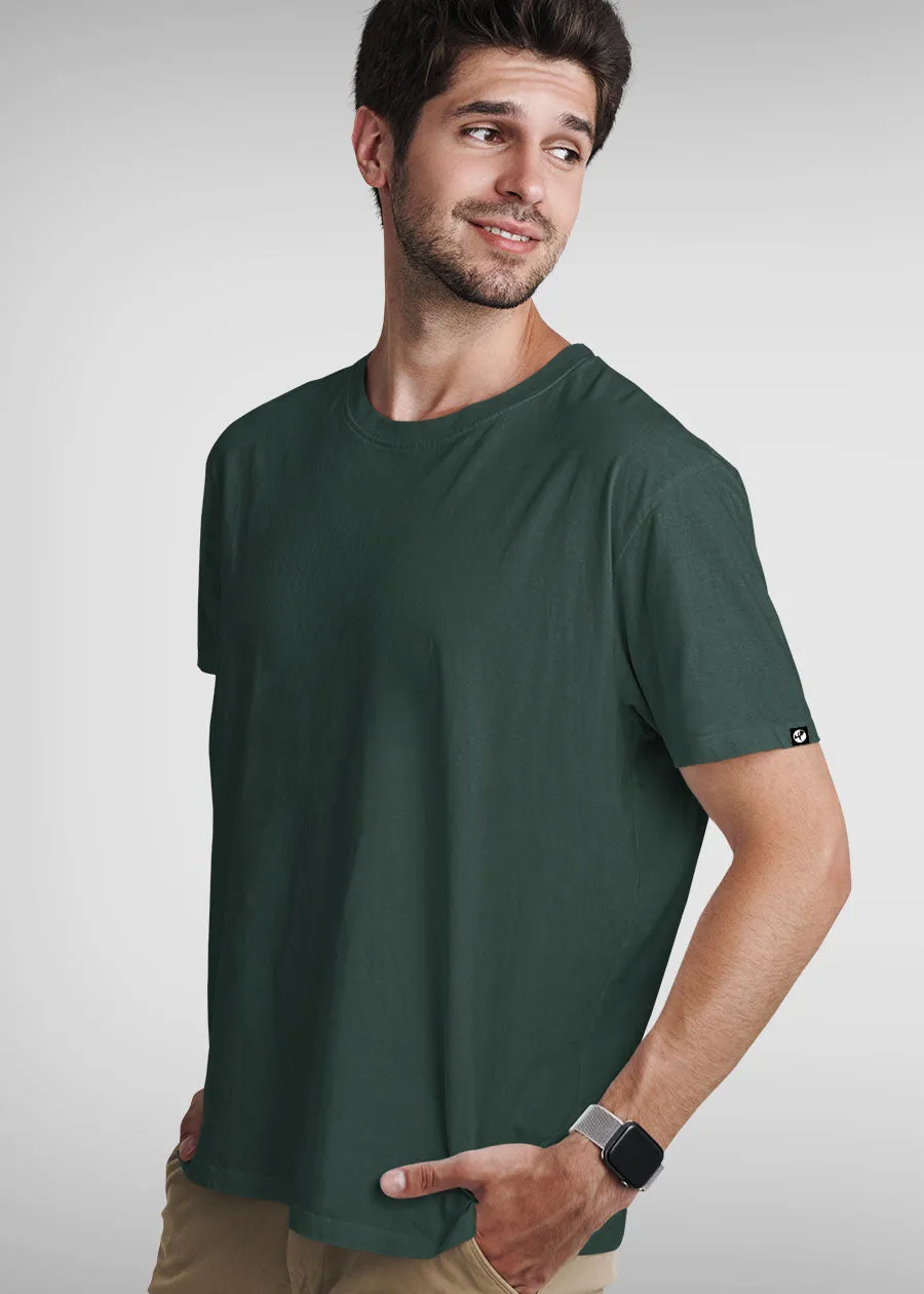 Solid Men Half Sleeve T-Shirt - Moss Green