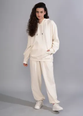 Solid Off White Premium terry Co-ord set For Womens | Pronk