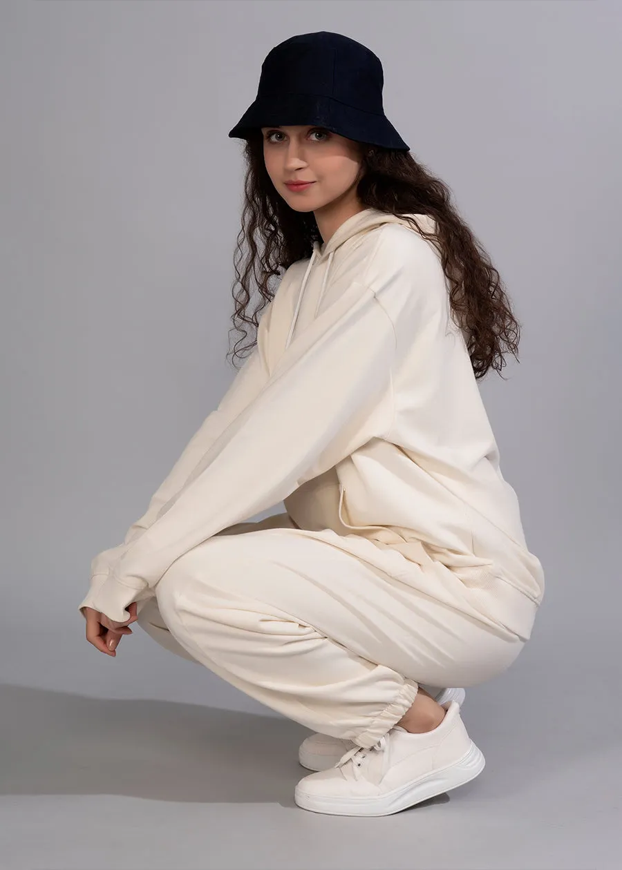 Solid Off White Premium terry Co-ord set For Womens | Pronk