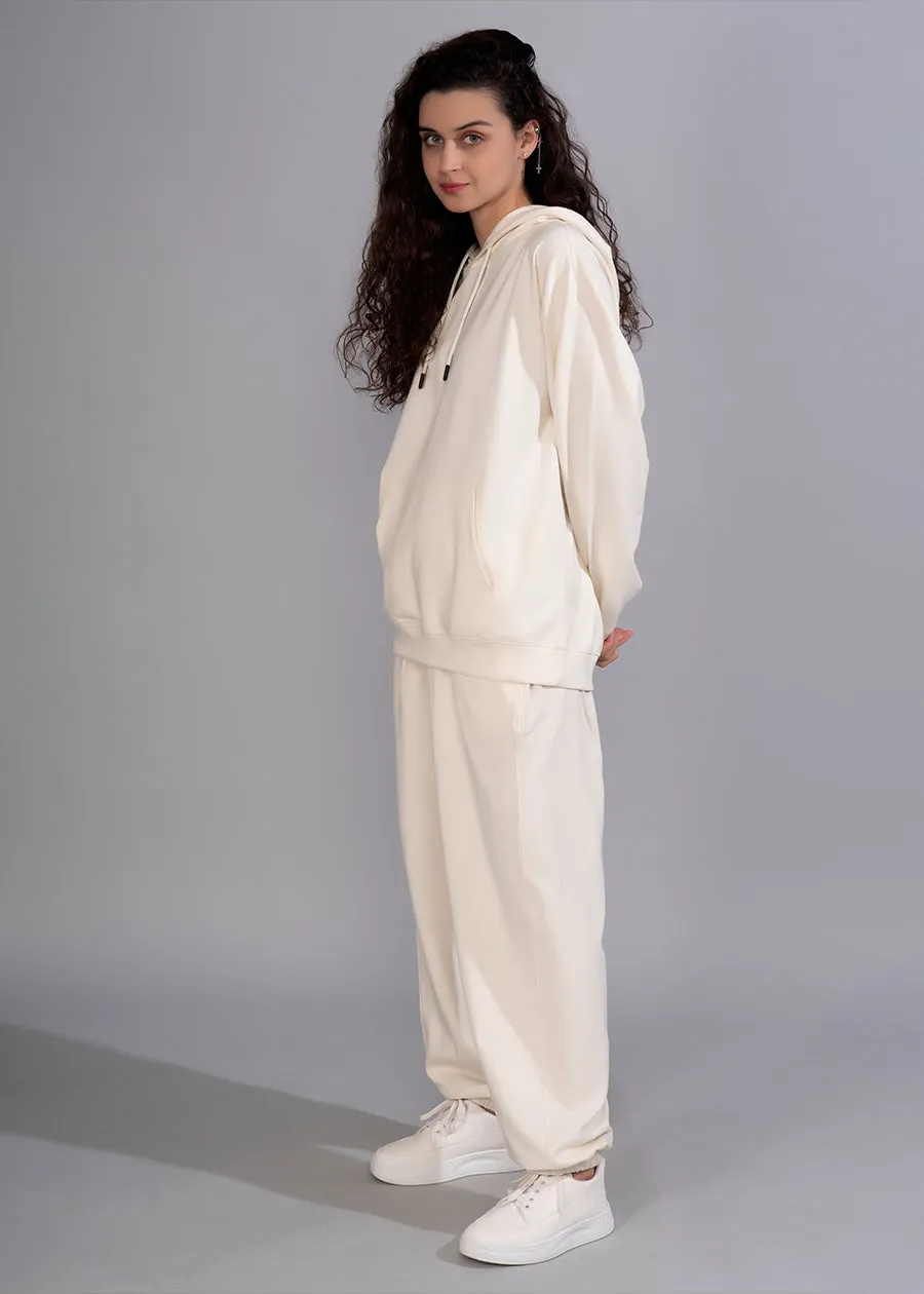 Solid Off White Premium terry Co-ord set For Womens | Pronk