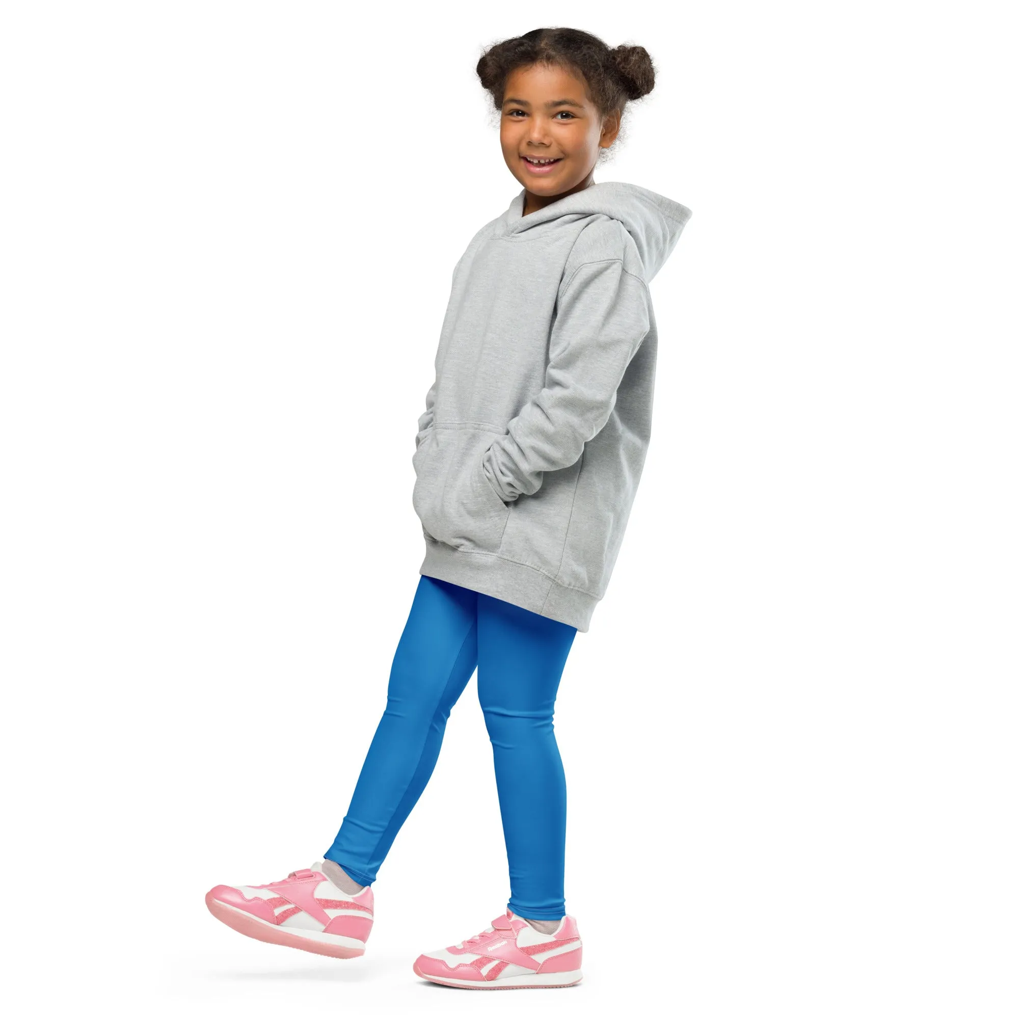 Stay Vibrant: Girls' Solid Color Athletic Leggings - Azul