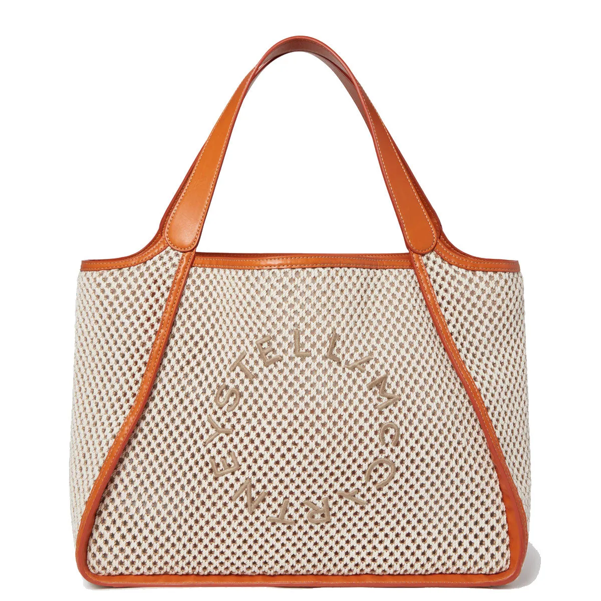 Stella Logo Tote Large, Rope Mesh, Ivory/Beige