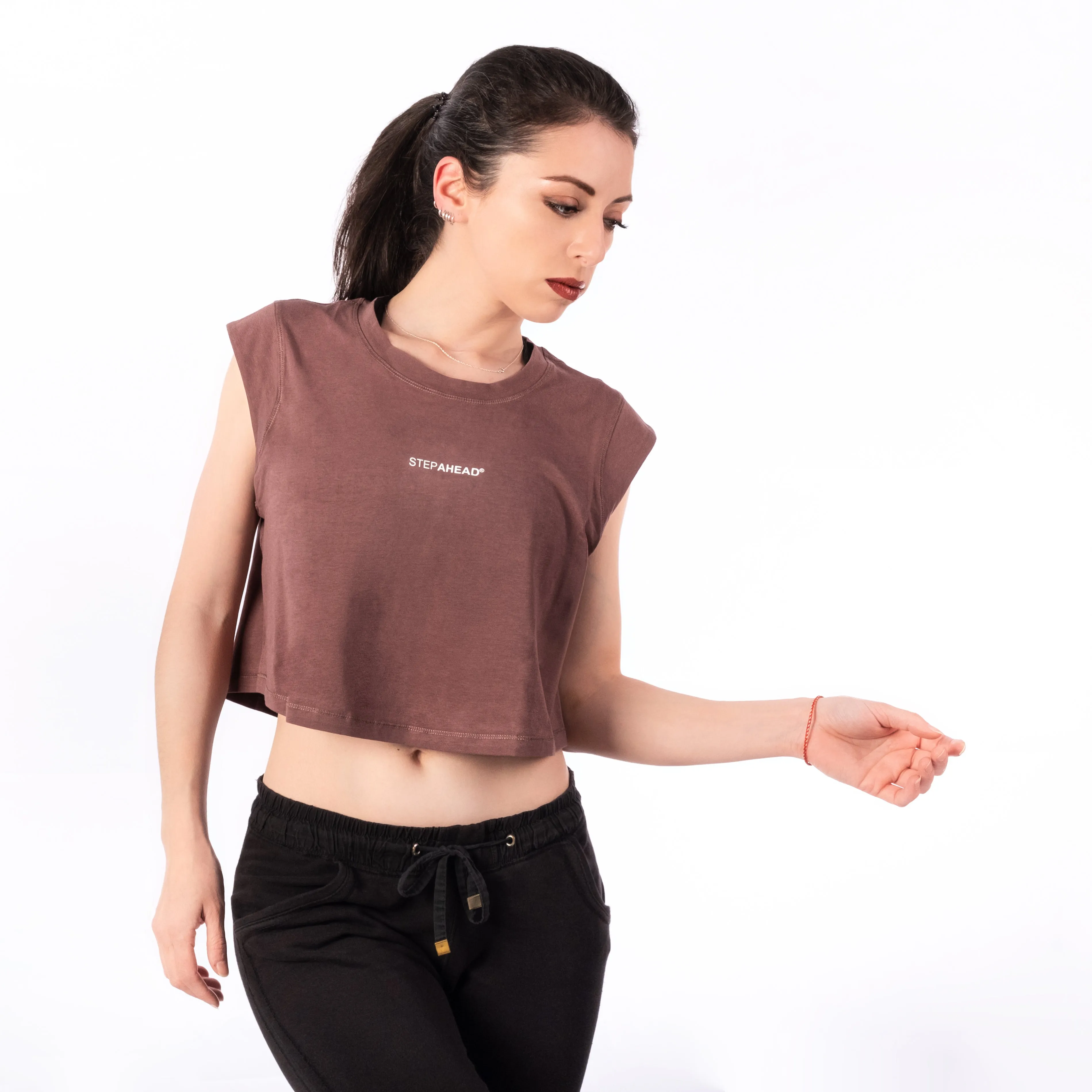 Step Ahead Maroon Crop T-shirt