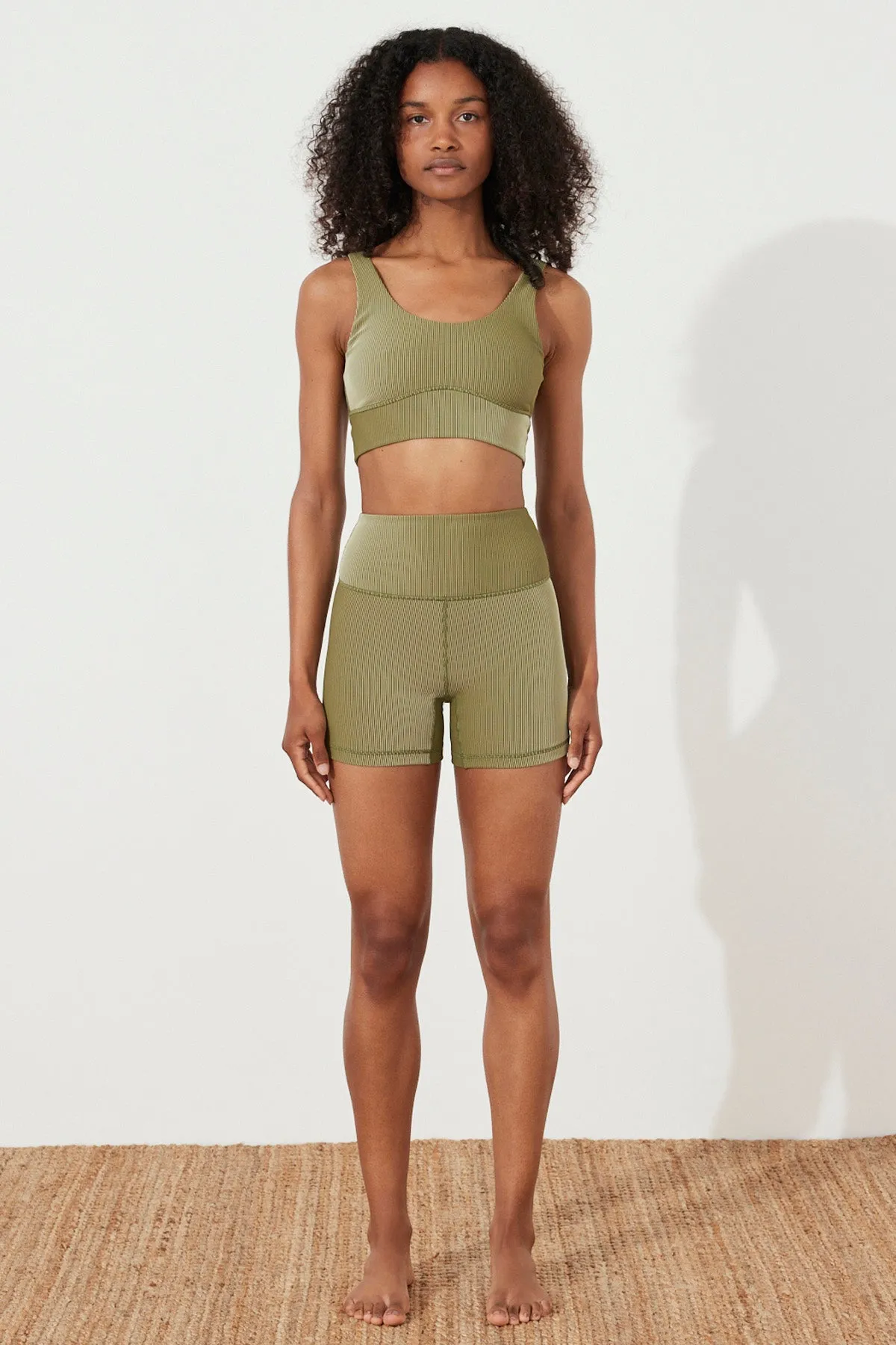 Stripe Rib Short - Olive