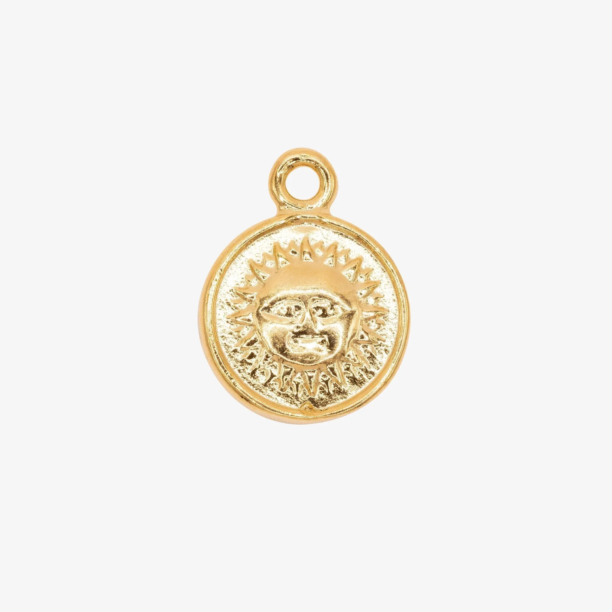 Sun and Moon Face Charm Wholesale 14K Gold, Solid 14K Gold, G155