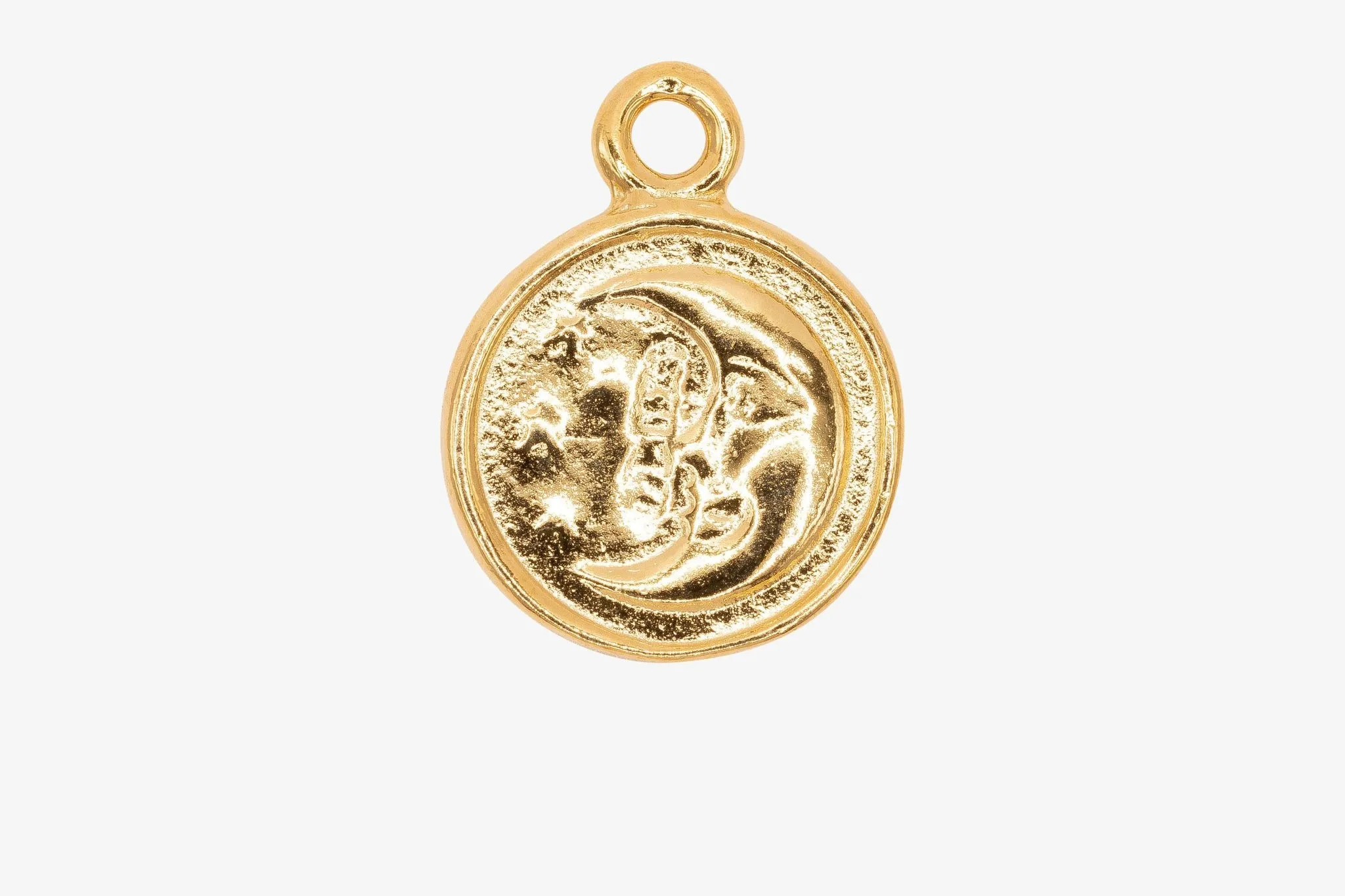 Sun and Moon Face Charm Wholesale 14K Gold, Solid 14K Gold, G155