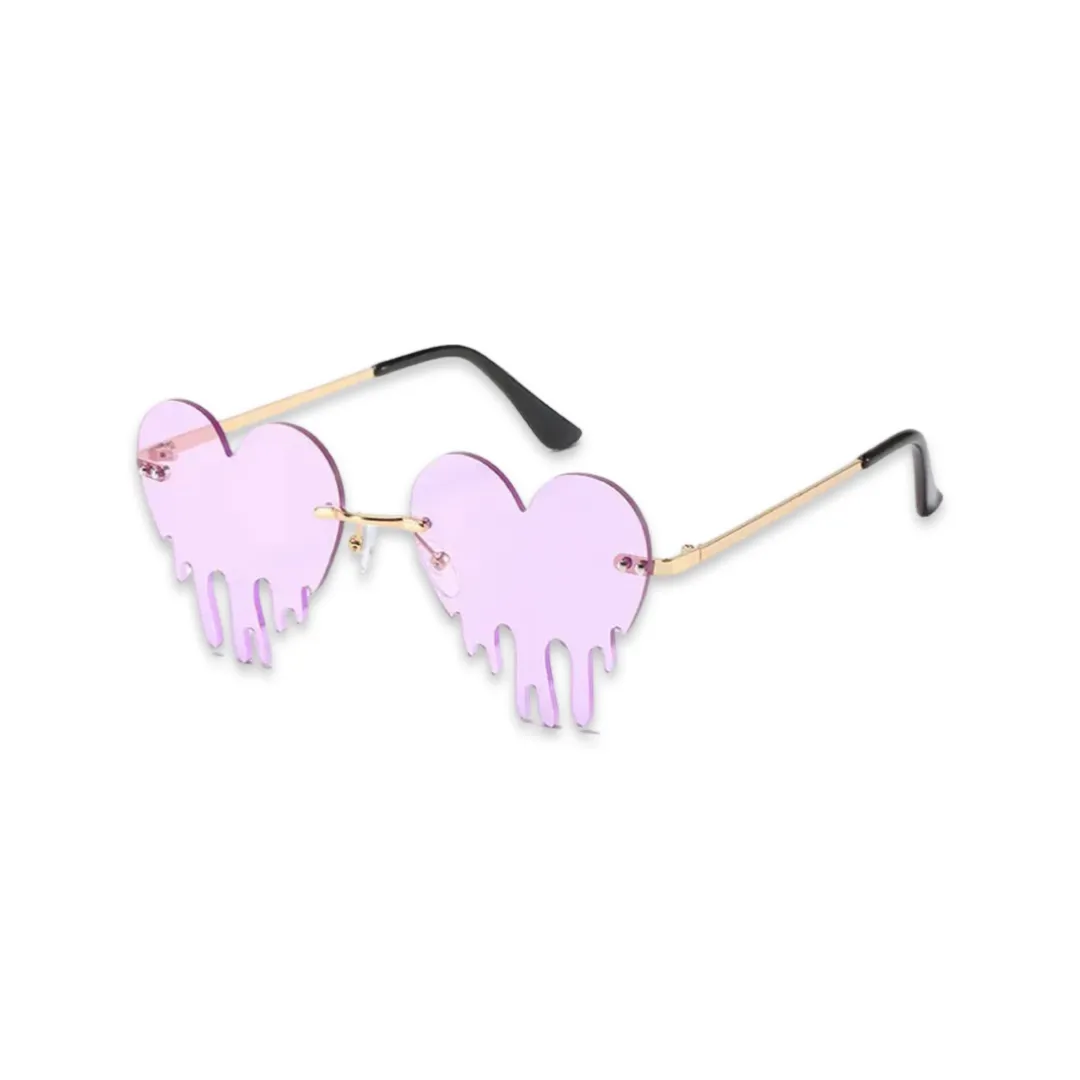 Sunglasses - Dripping heart shaped glasses, Lilac