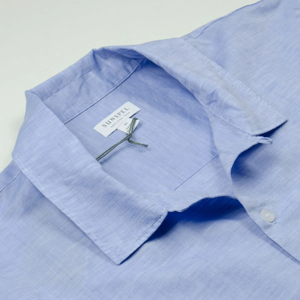 Sunspel - Short Sleeve Leisure Shirt - Blue Linen