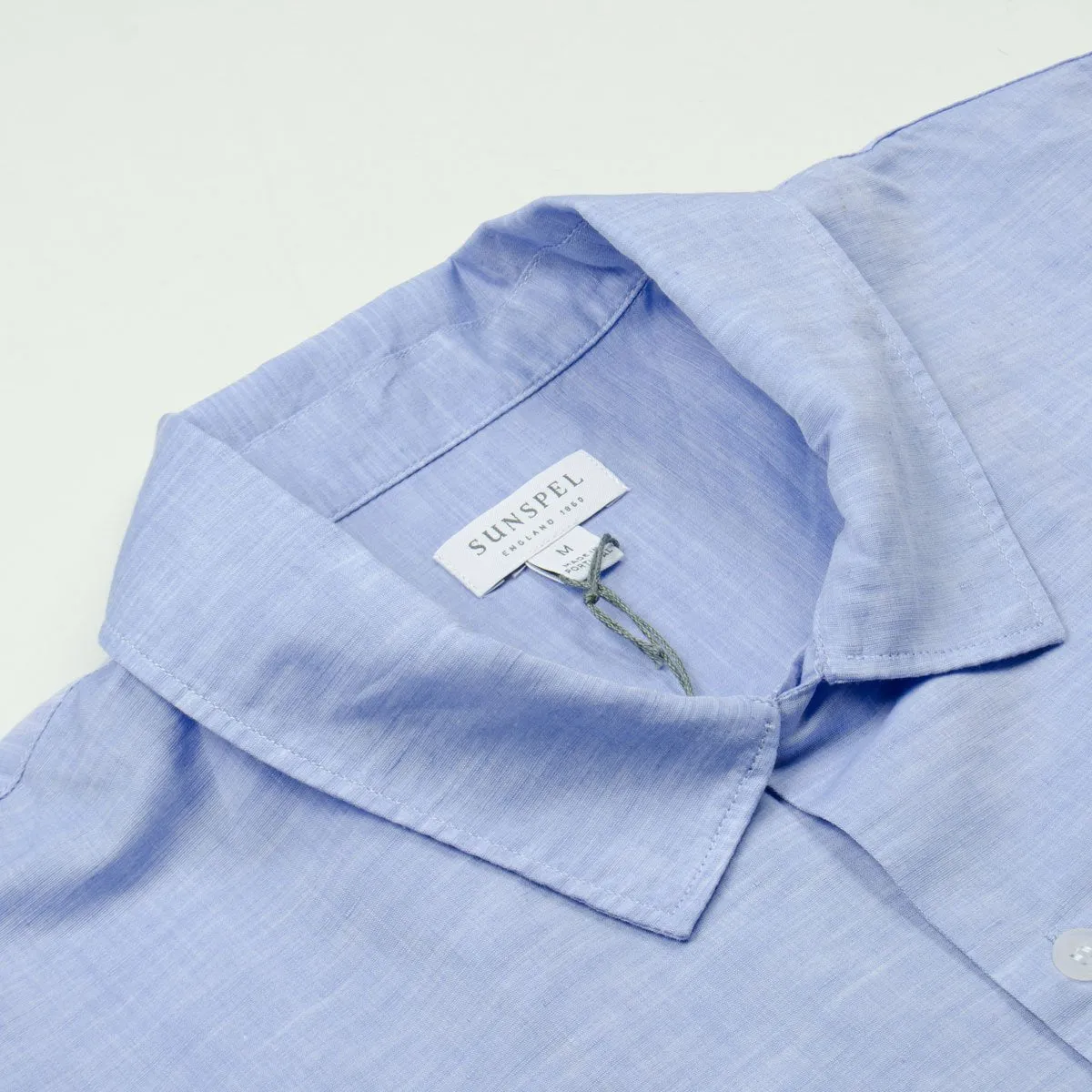 Sunspel - Short Sleeve Leisure Shirt - Blue Linen