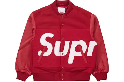 Supreme Big Logo Chenille Varsity Jacket Red