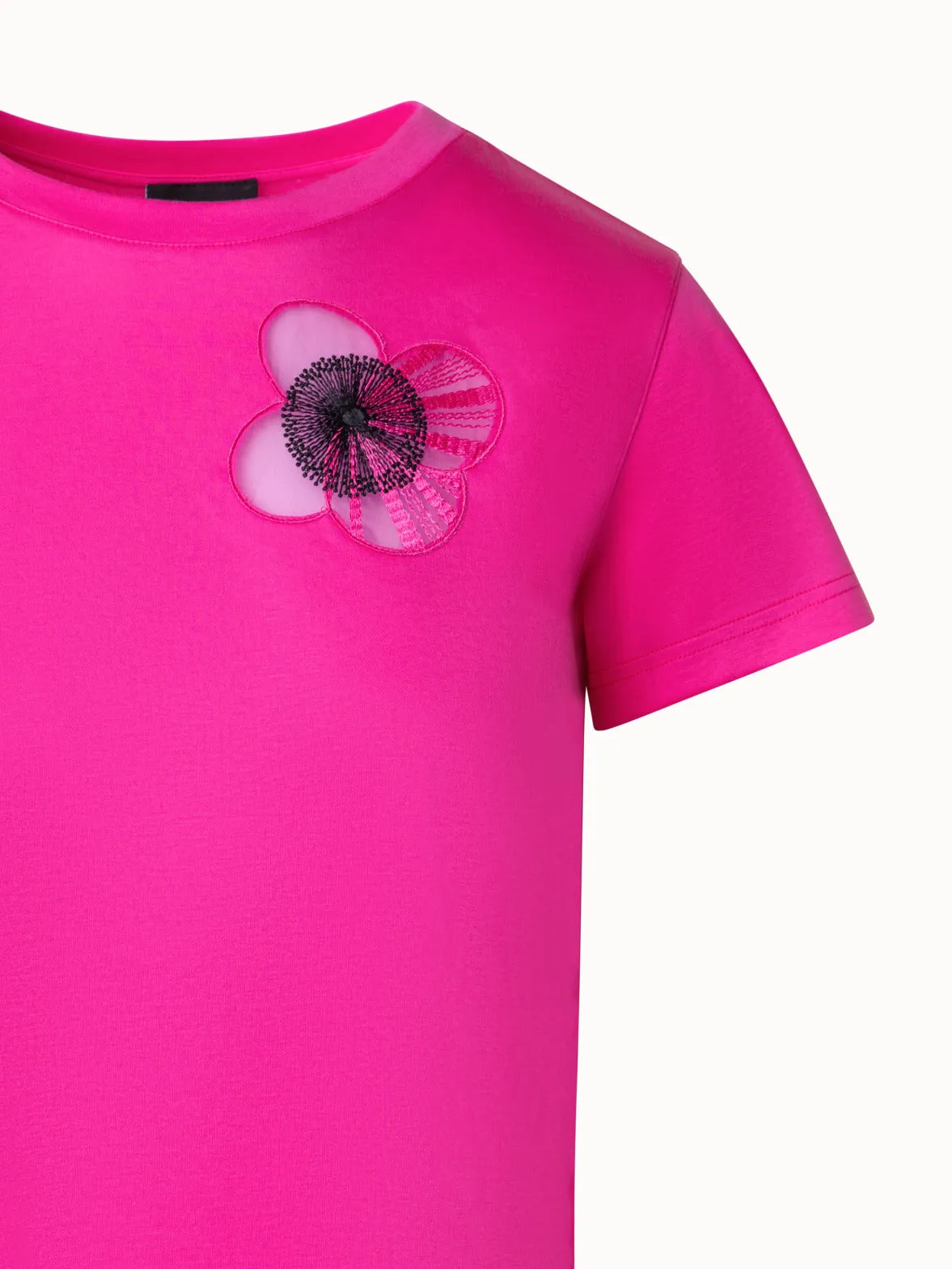 T-Shirt aus Baumwoll-Jersey mit Poppy-Einsatz