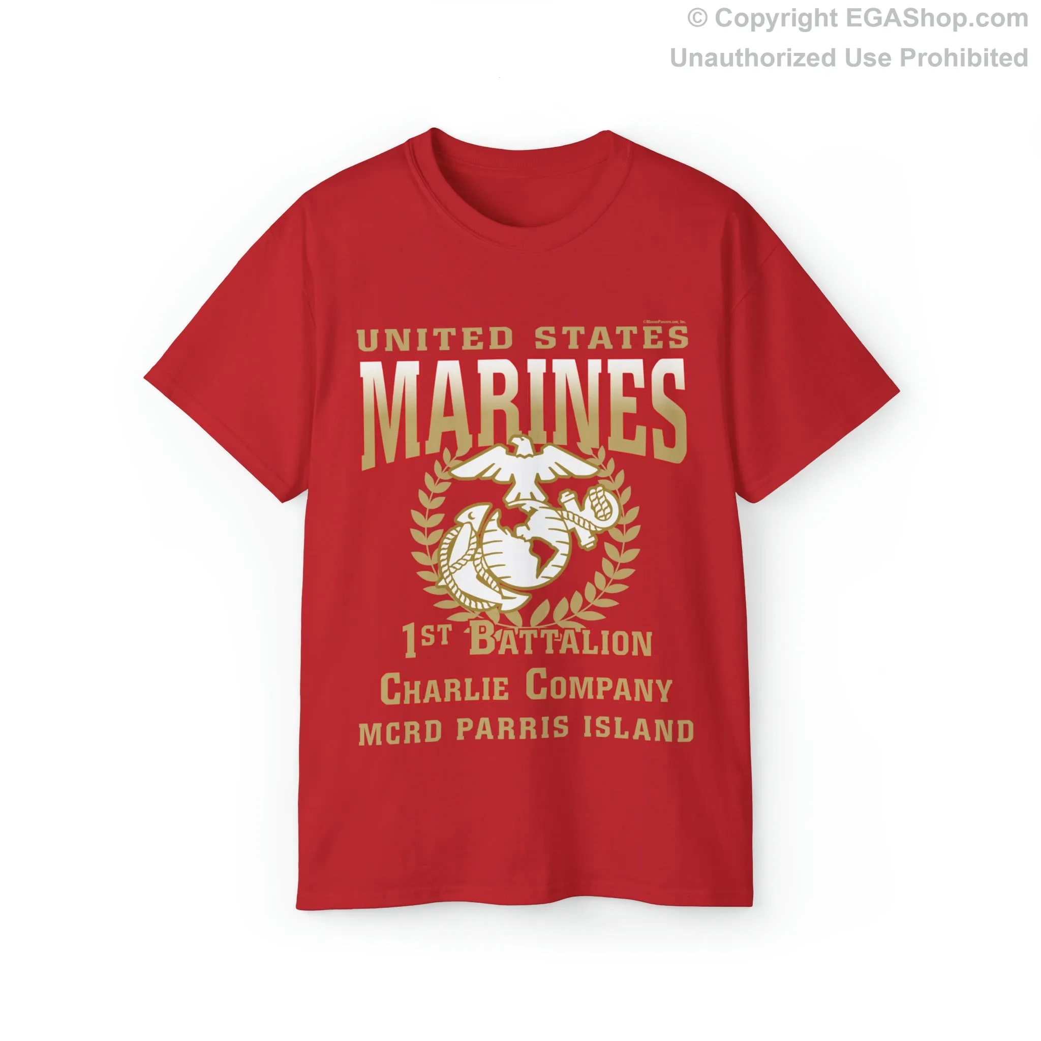 T-Shirt: Charlie Co. MCRD Parris Island (EGA, Blank Back)