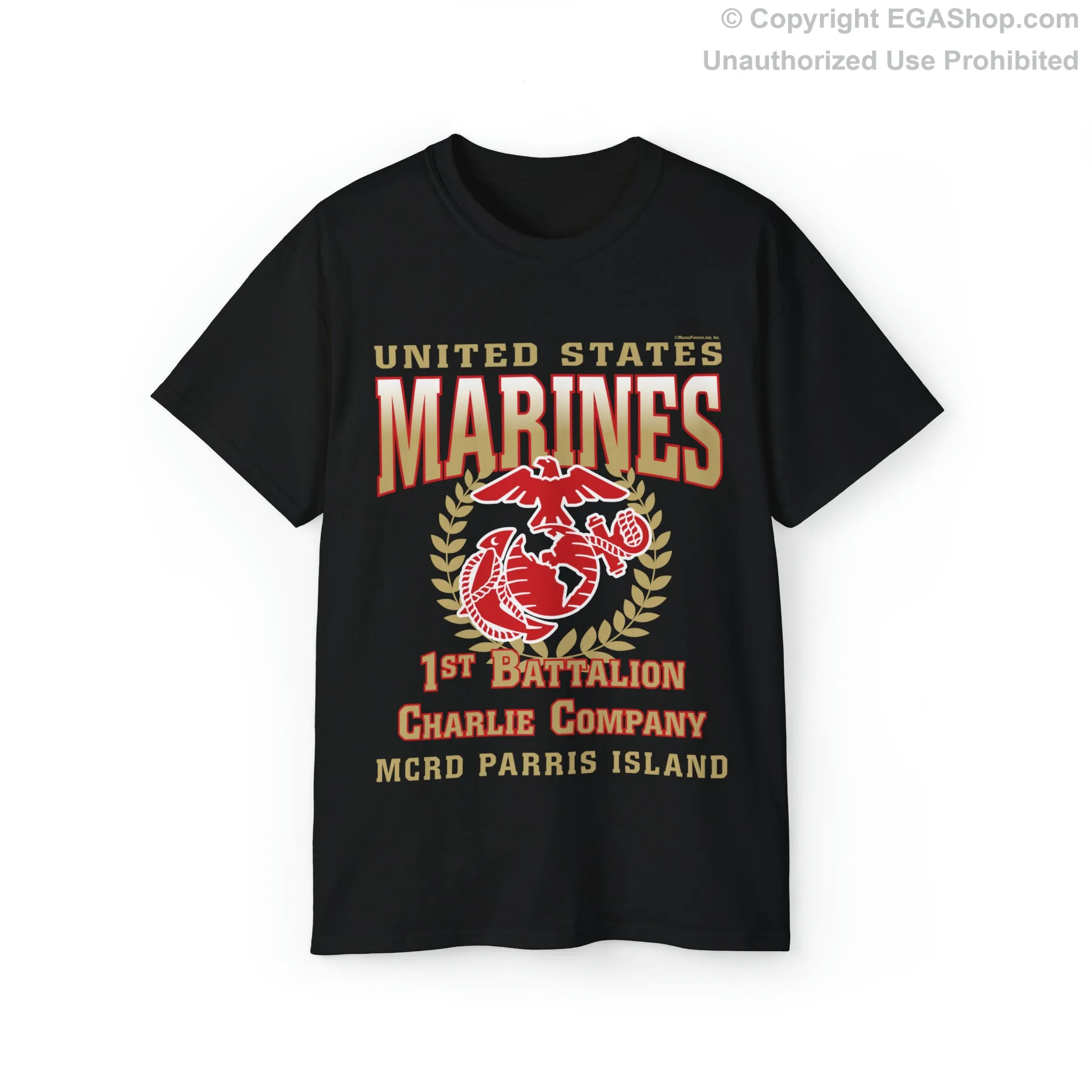 T-Shirt: Charlie Co. MCRD Parris Island (EGA, Blank Back)