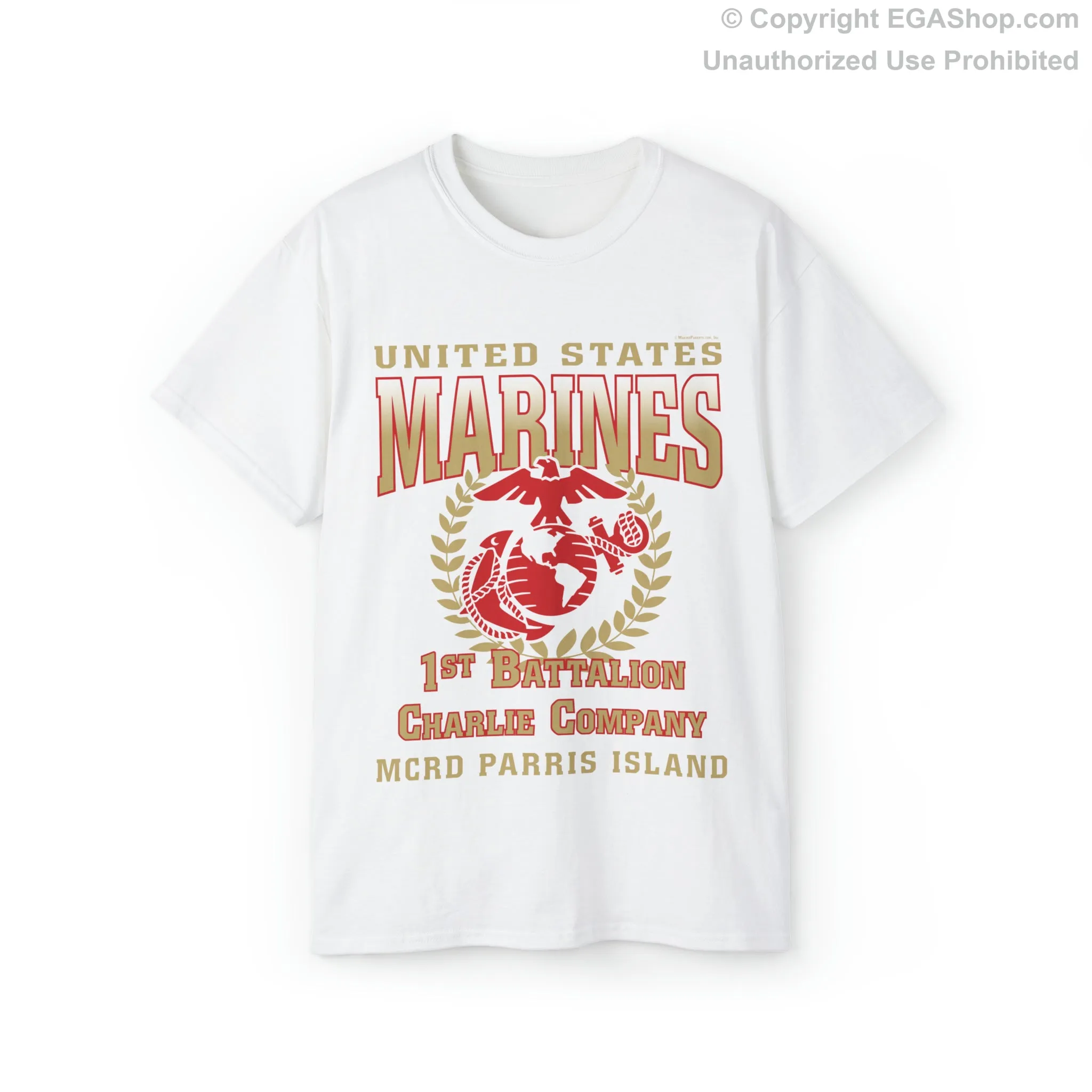 T-Shirt: Charlie Co. MCRD Parris Island (EGA, Blank Back)