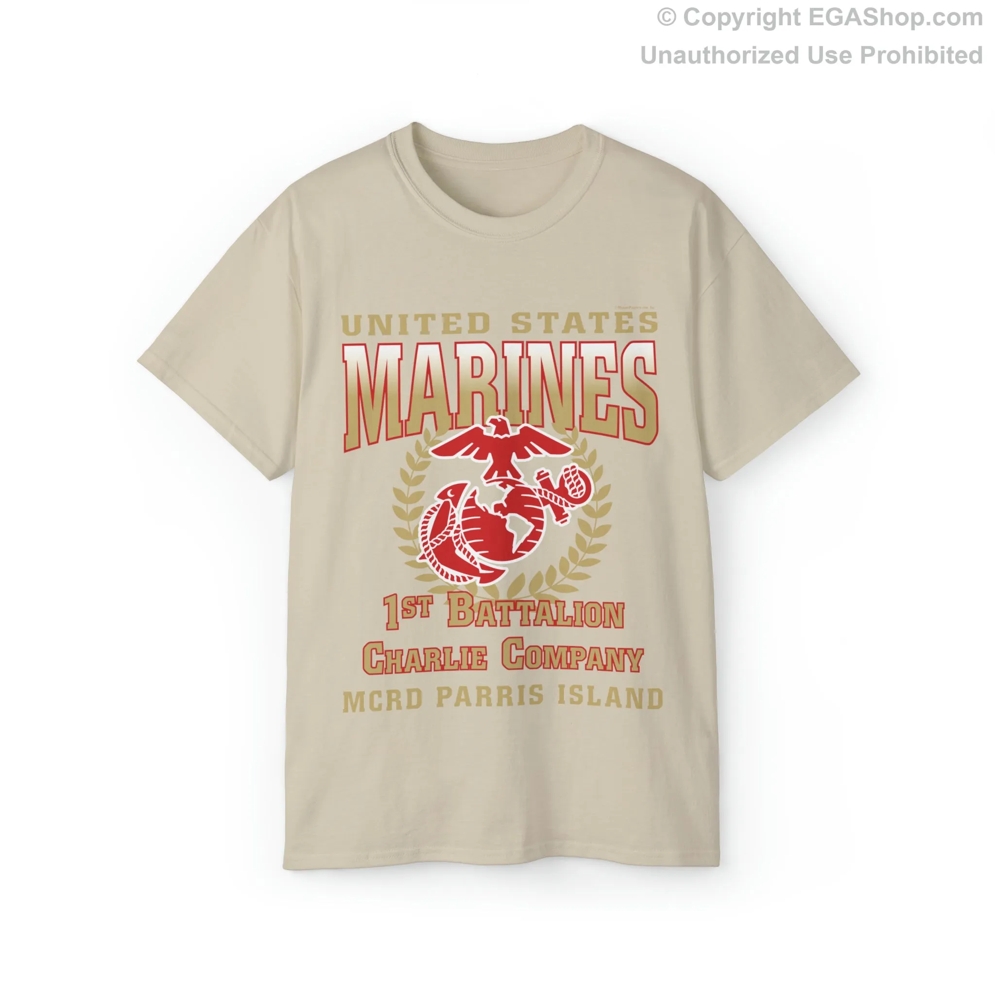 T-Shirt: Charlie Co. MCRD Parris Island (EGA, Blank Back)