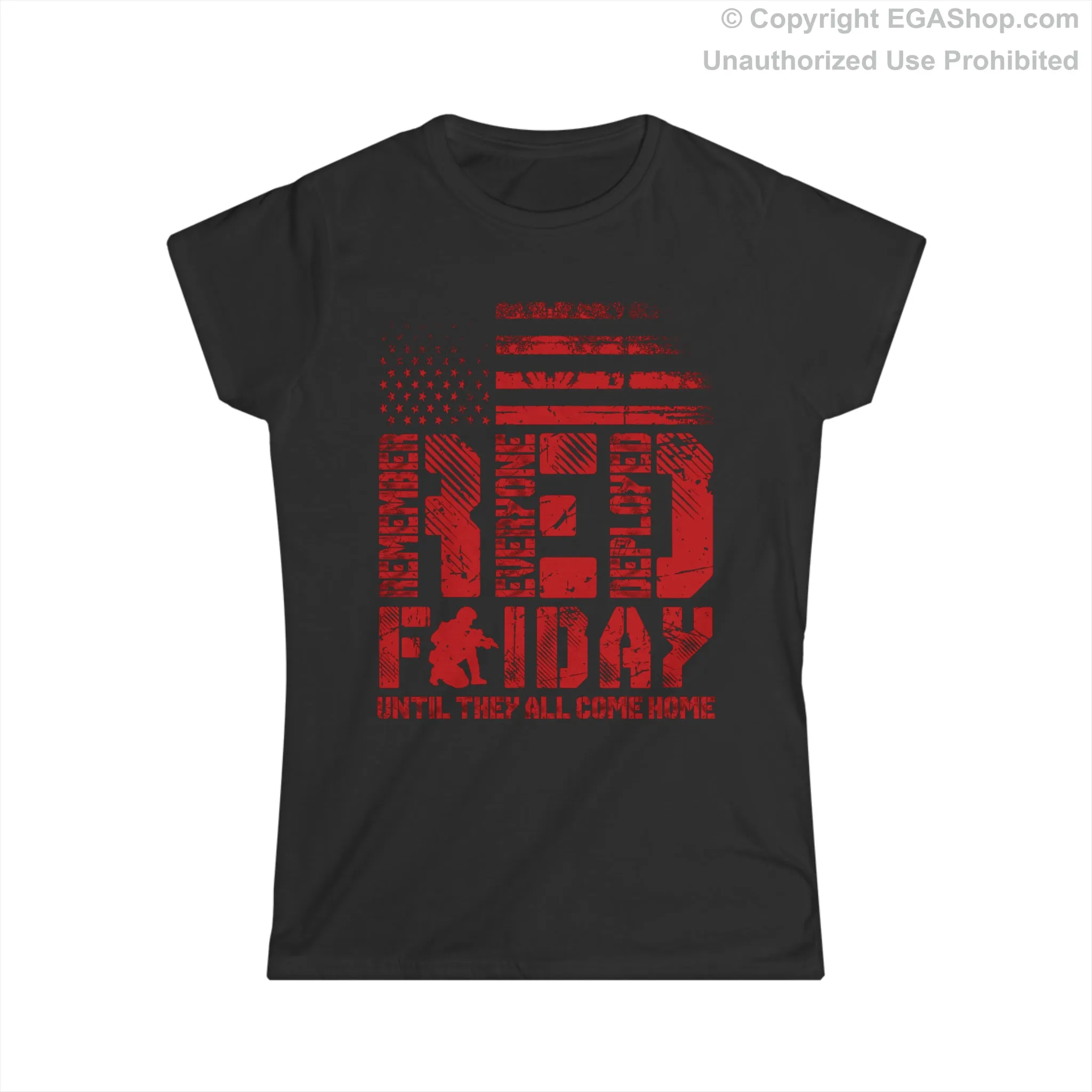 T-Shirt, Ladies Fit: Red Friday with Kneeling Service Member