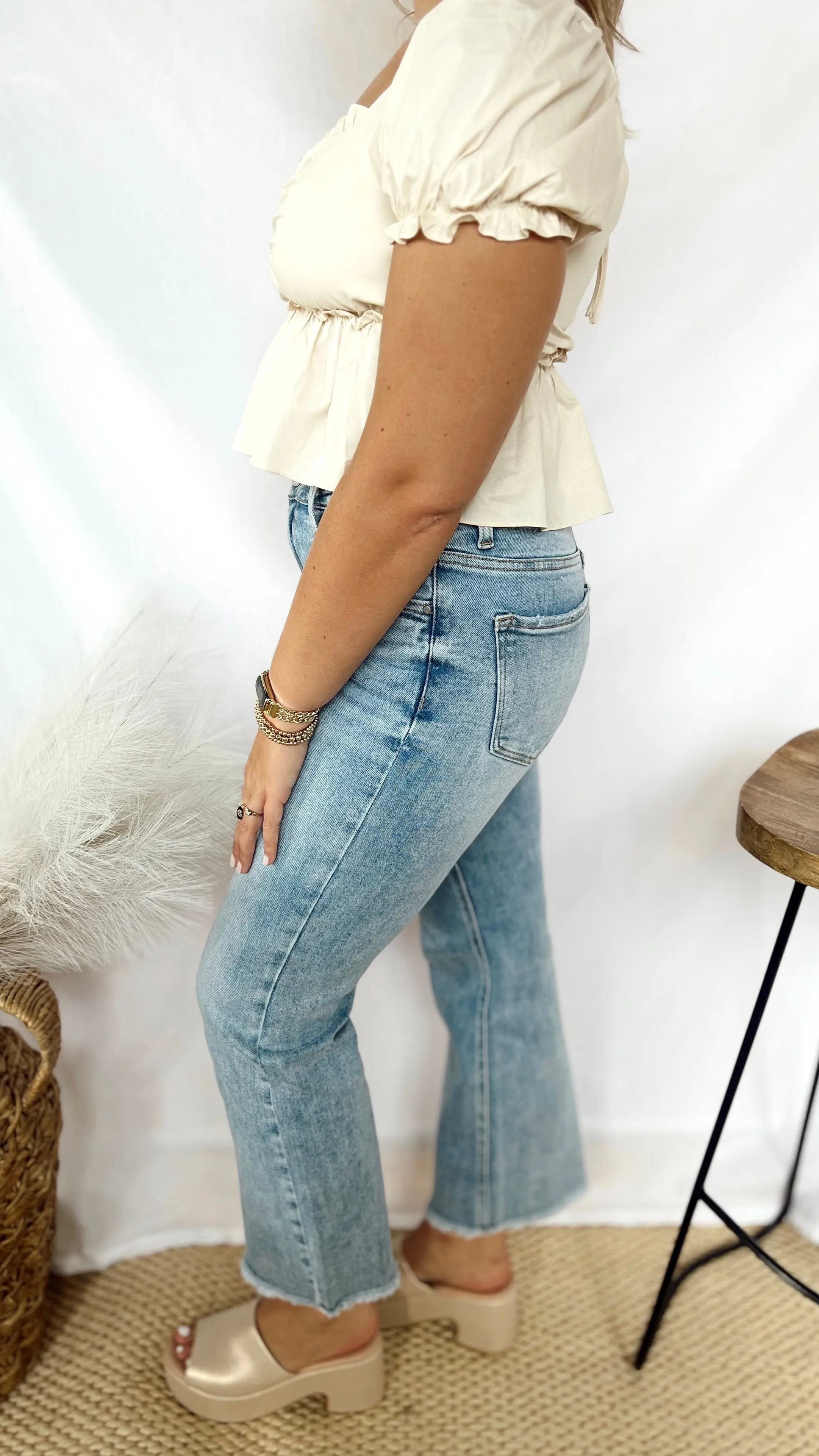 The Perfect Cut High Rise Crop Jeans