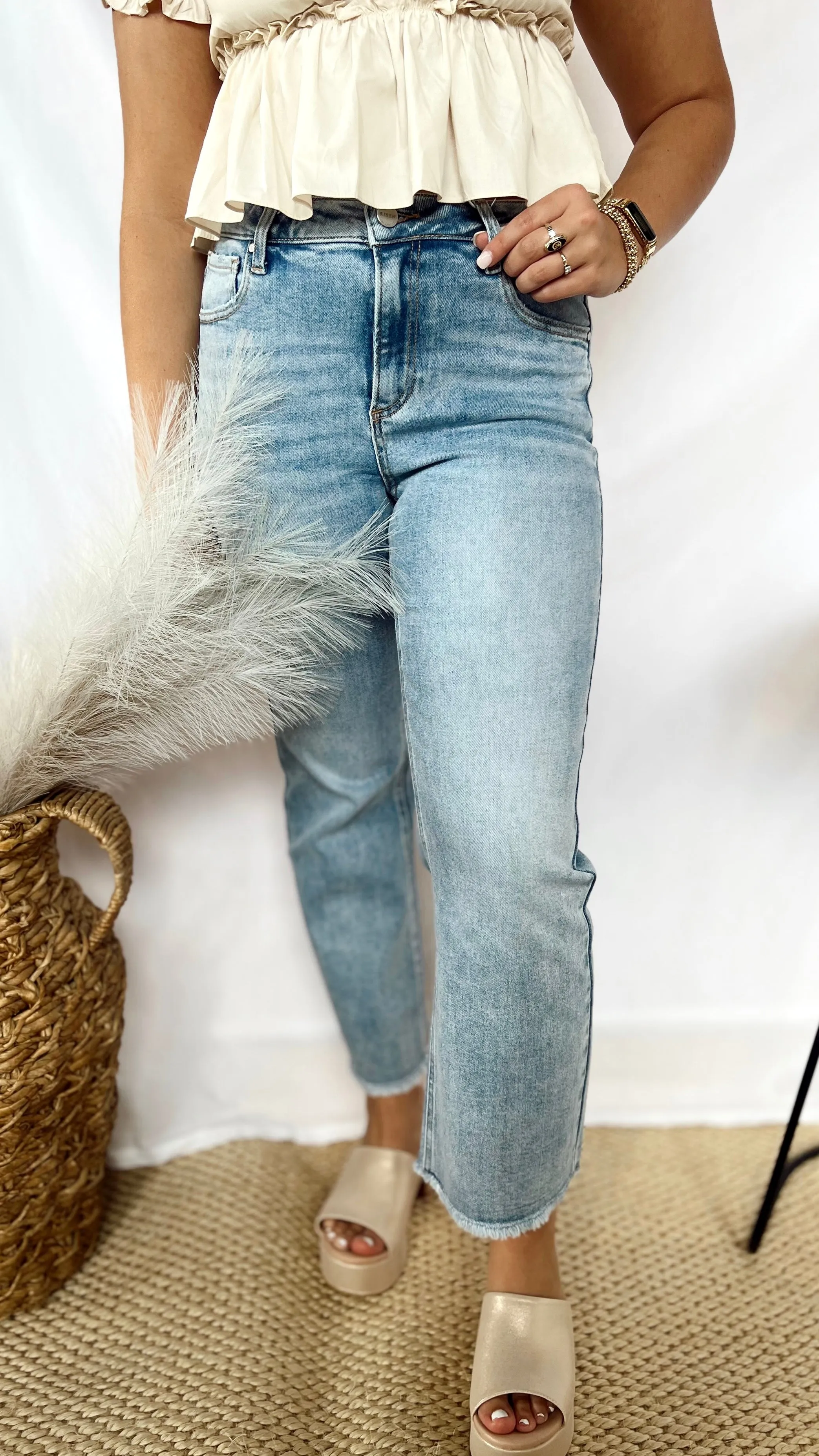 The Perfect Cut High Rise Crop Jeans