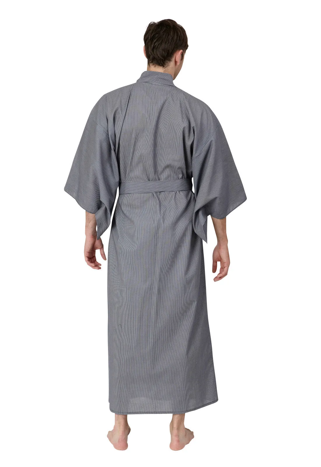 Thin Stripe Long Mens Cotton Yukata Kimono