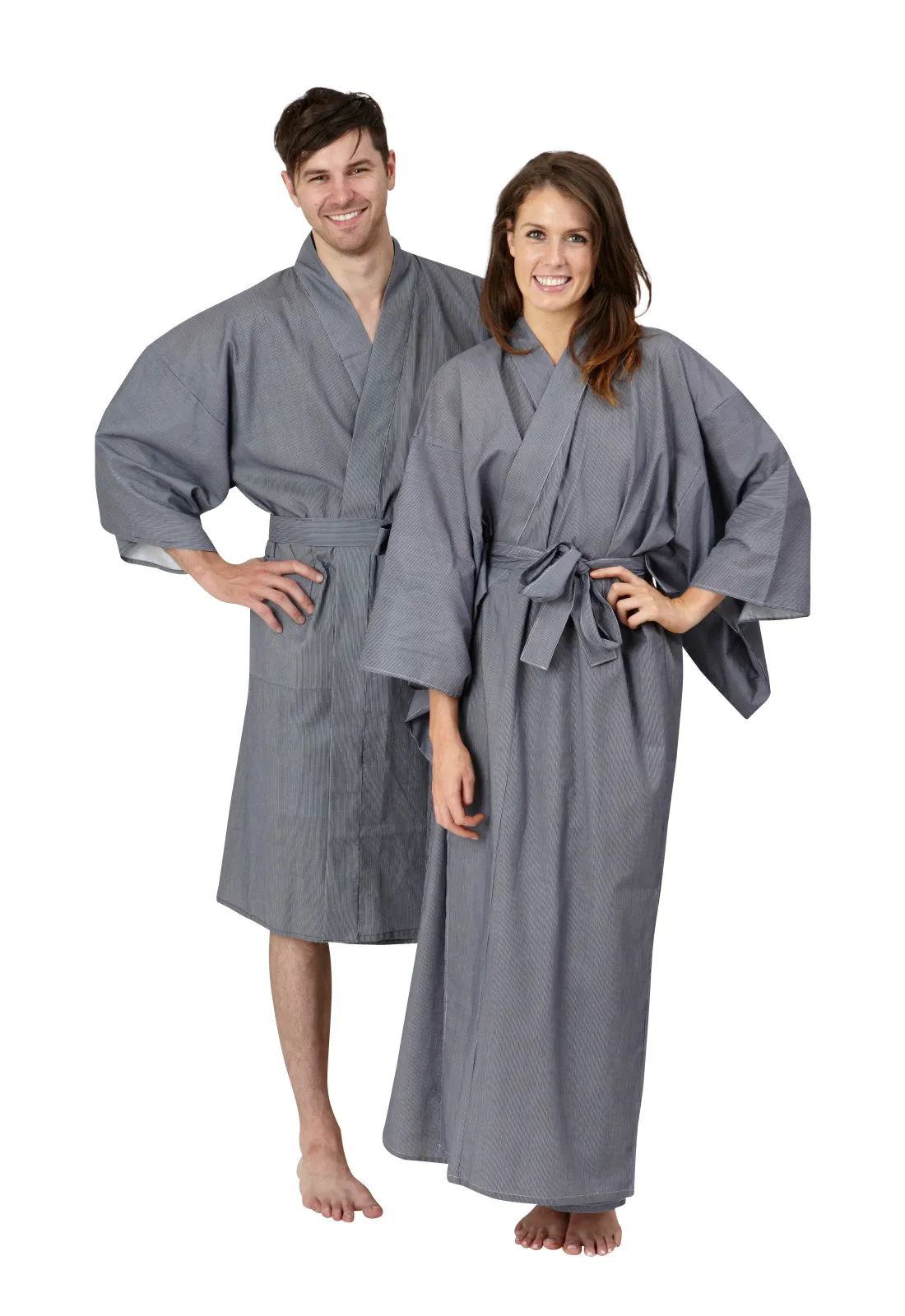 Thin Stripe Long Mens Cotton Yukata Kimono