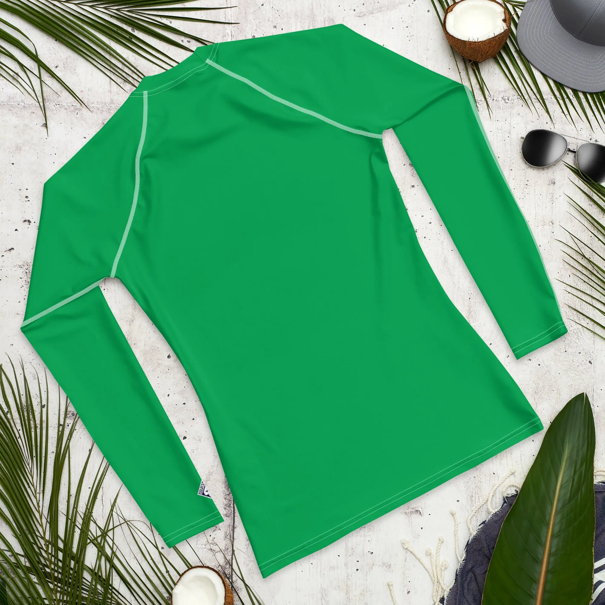 Urban Sophistication: Solid Color Rash Guard for Men - Jade