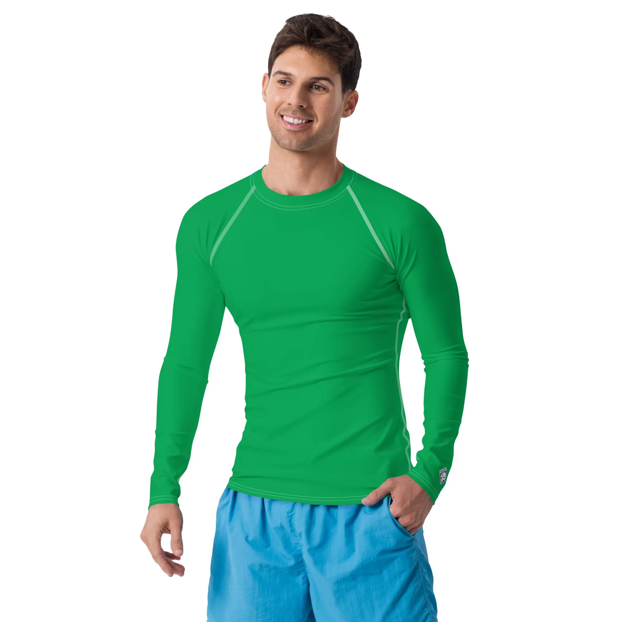 Urban Sophistication: Solid Color Rash Guard for Men - Jade