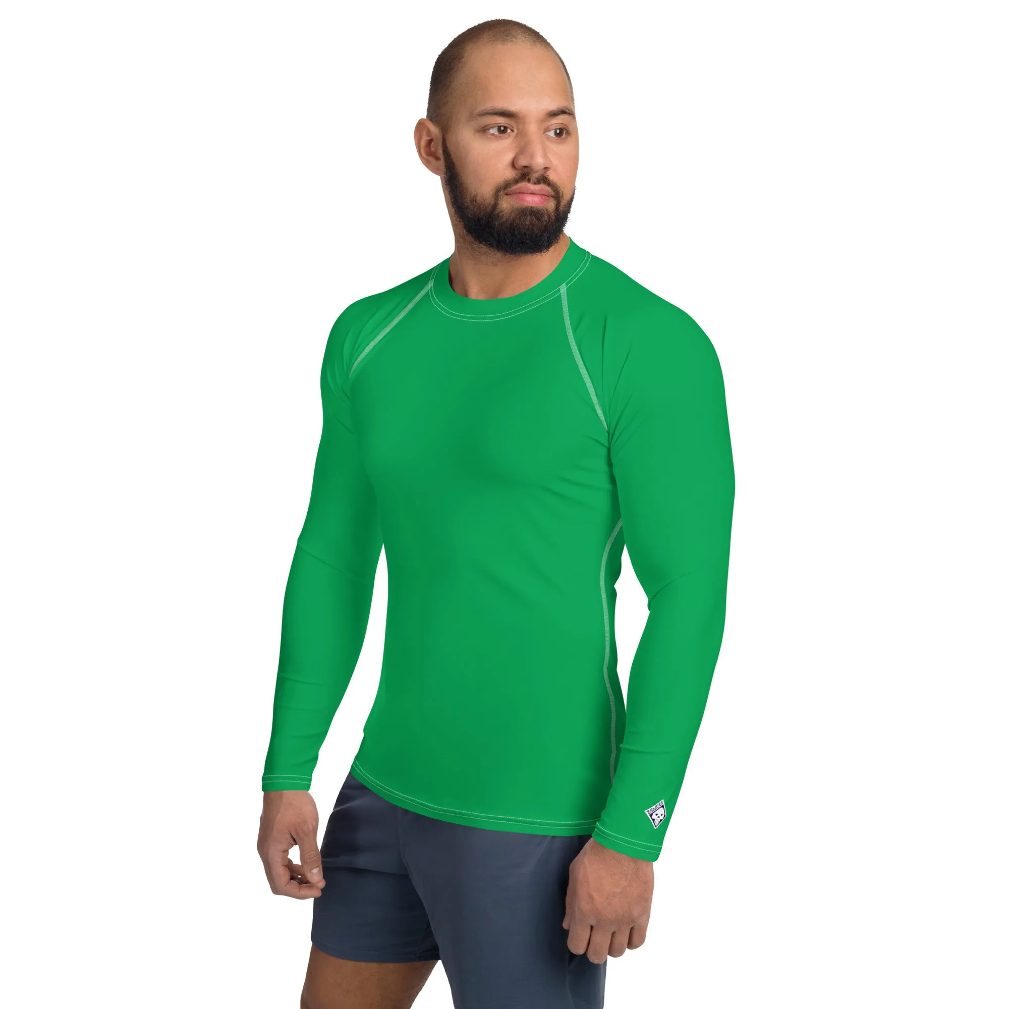 Urban Sophistication: Solid Color Rash Guard for Men - Jade