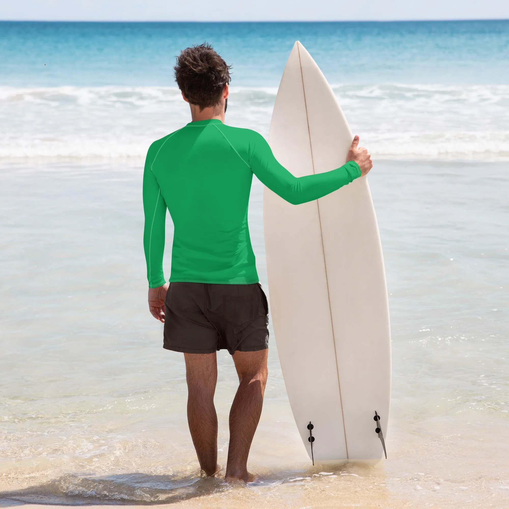 Urban Sophistication: Solid Color Rash Guard for Men - Jade