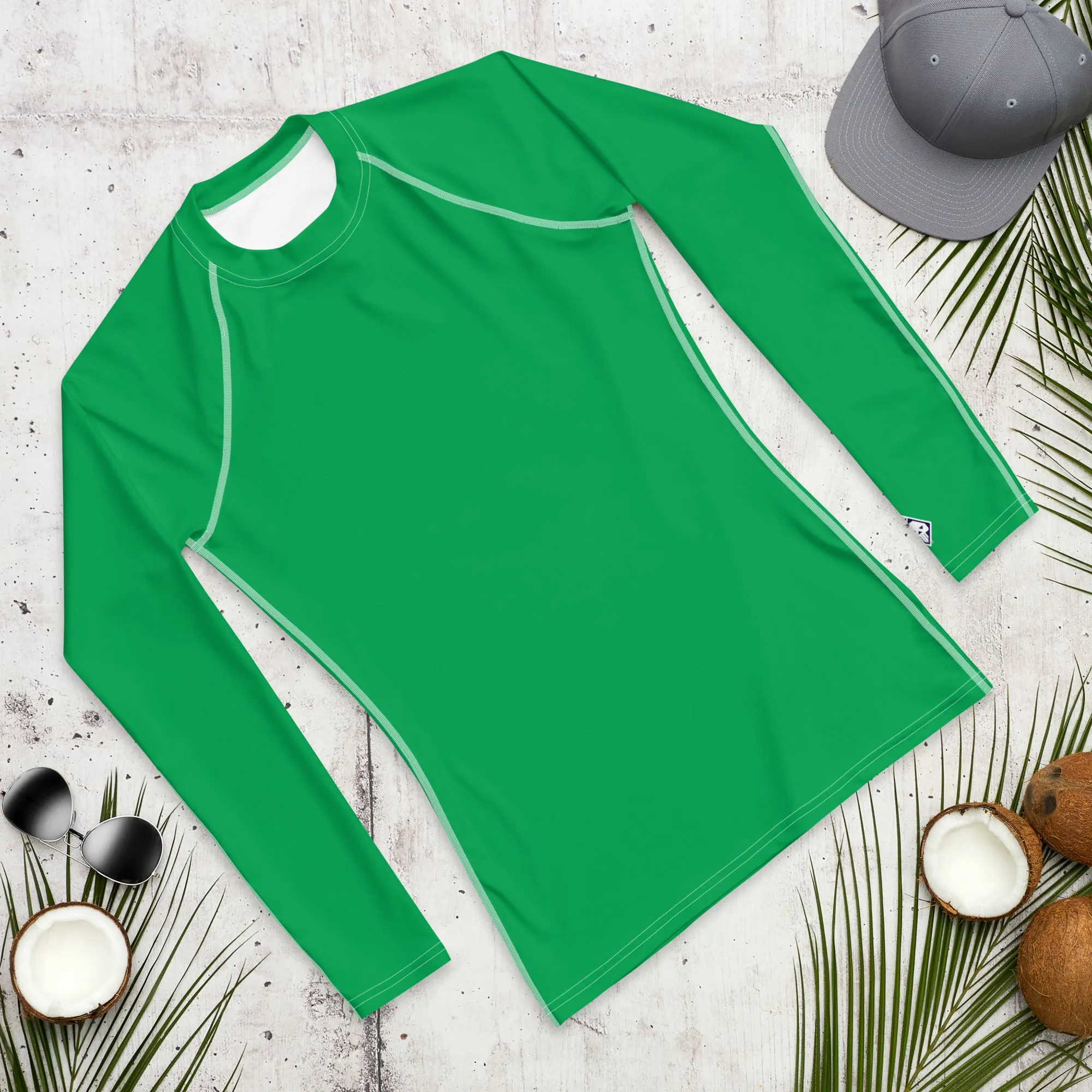 Urban Sophistication: Solid Color Rash Guard for Men - Jade