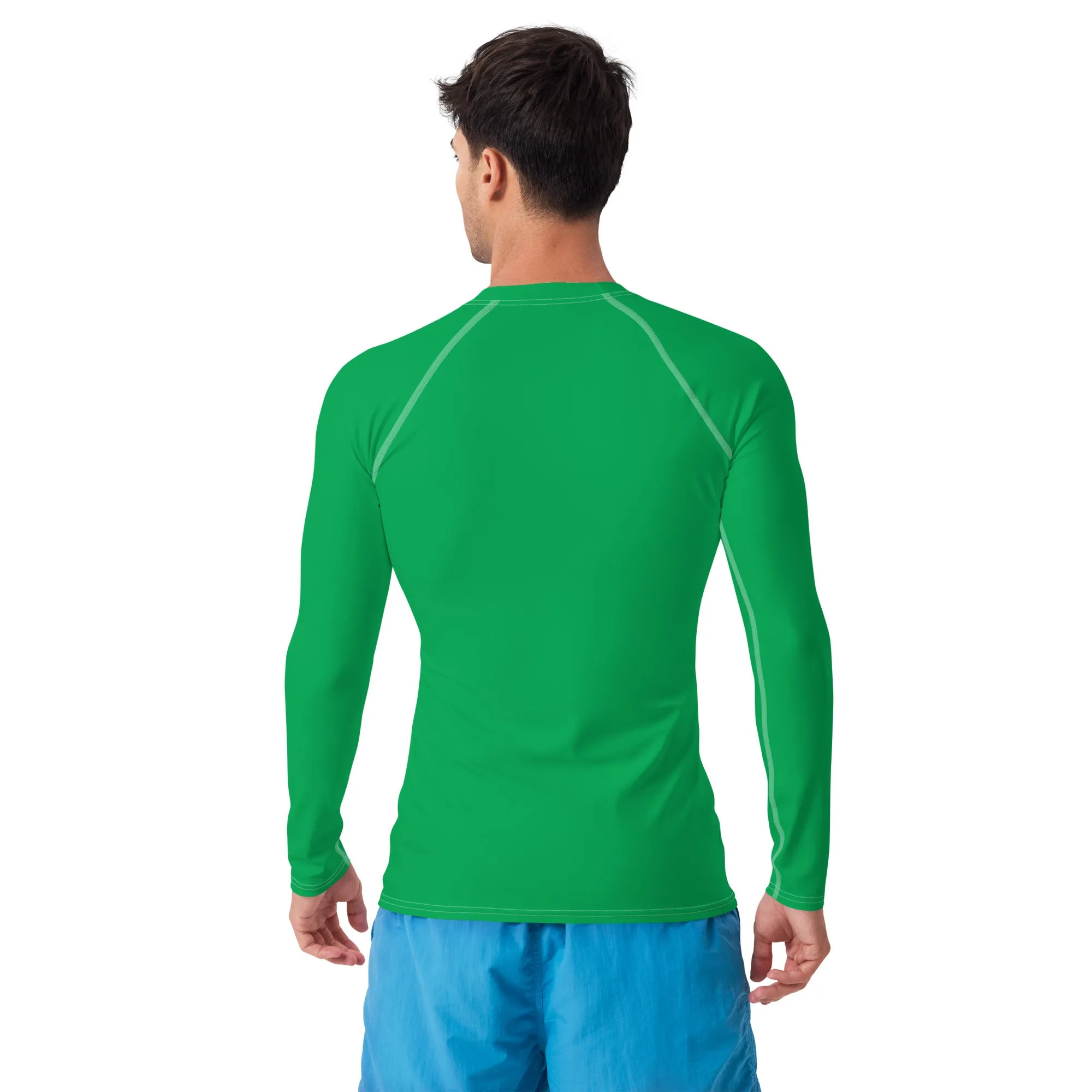 Urban Sophistication: Solid Color Rash Guard for Men - Jade