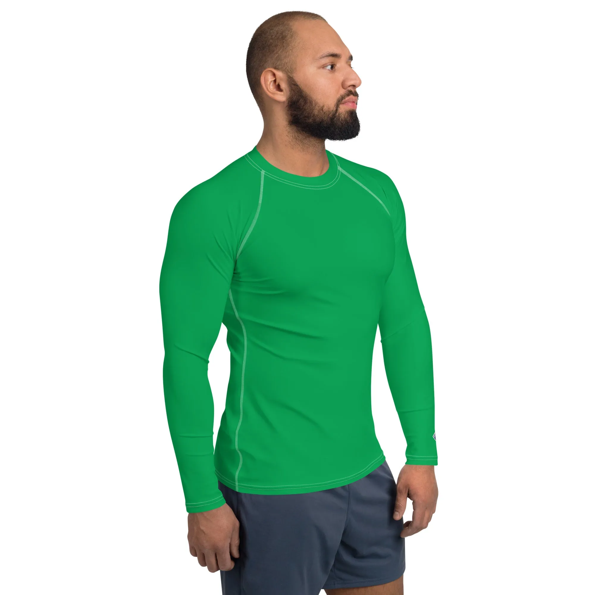 Urban Sophistication: Solid Color Rash Guard for Men - Jade