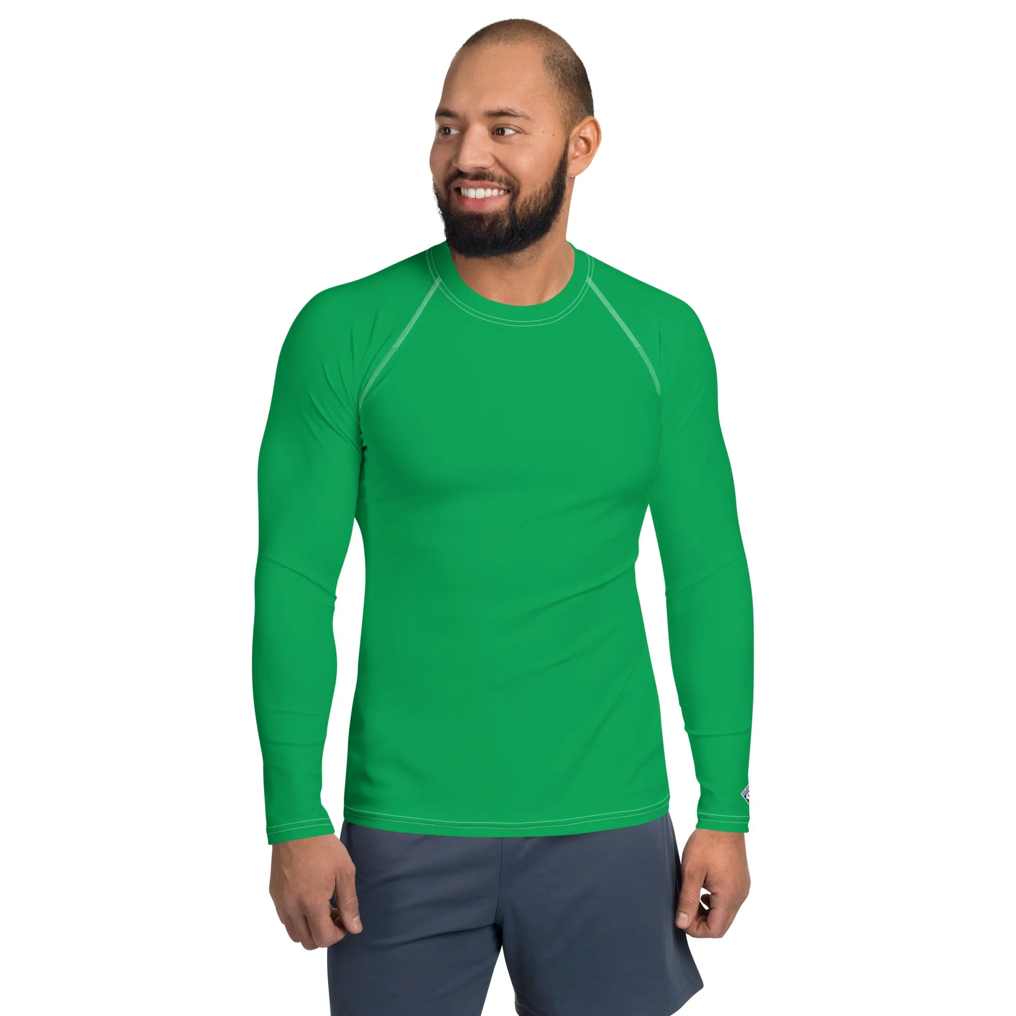 Urban Sophistication: Solid Color Rash Guard for Men - Jade