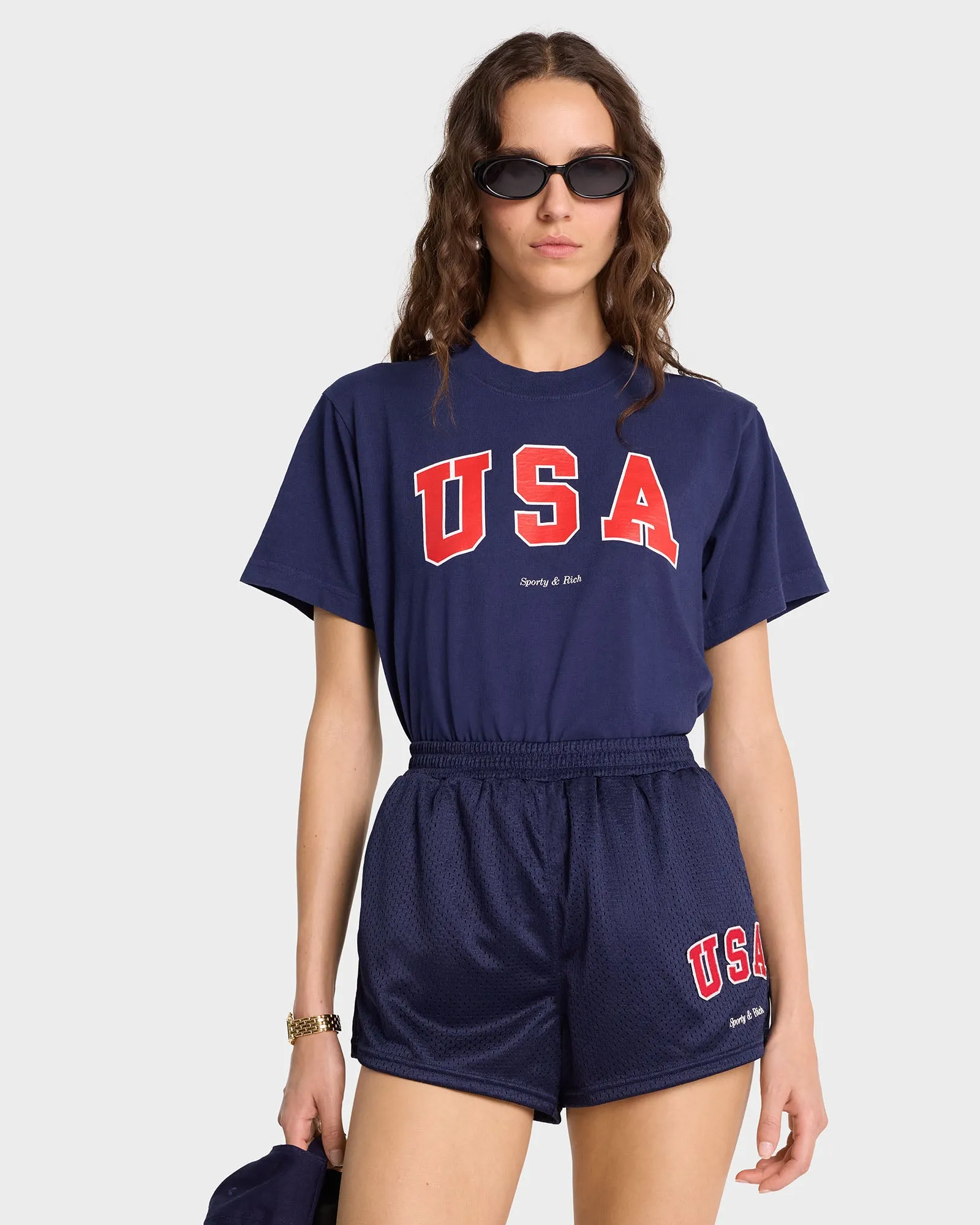 USA T-Shirt - Navy/Sports Red/White