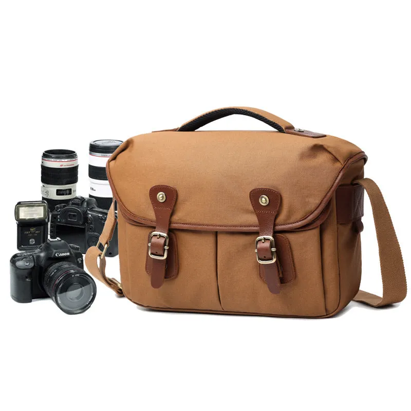 Waterproof Canvas Camera Bag Canvas DSLR Camera Shoulder Bag Vintage Messenger Bag