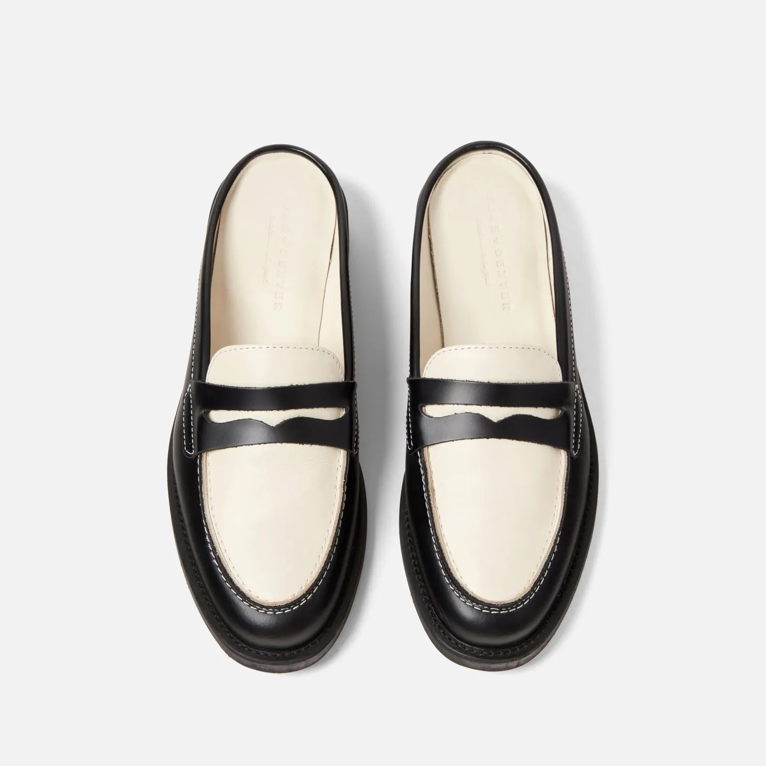 Wilde Black   White Mule Loafer - Women's