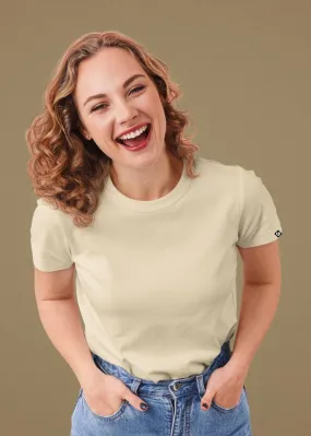 Women Solid Half Sleeve T-Shirt - Beige