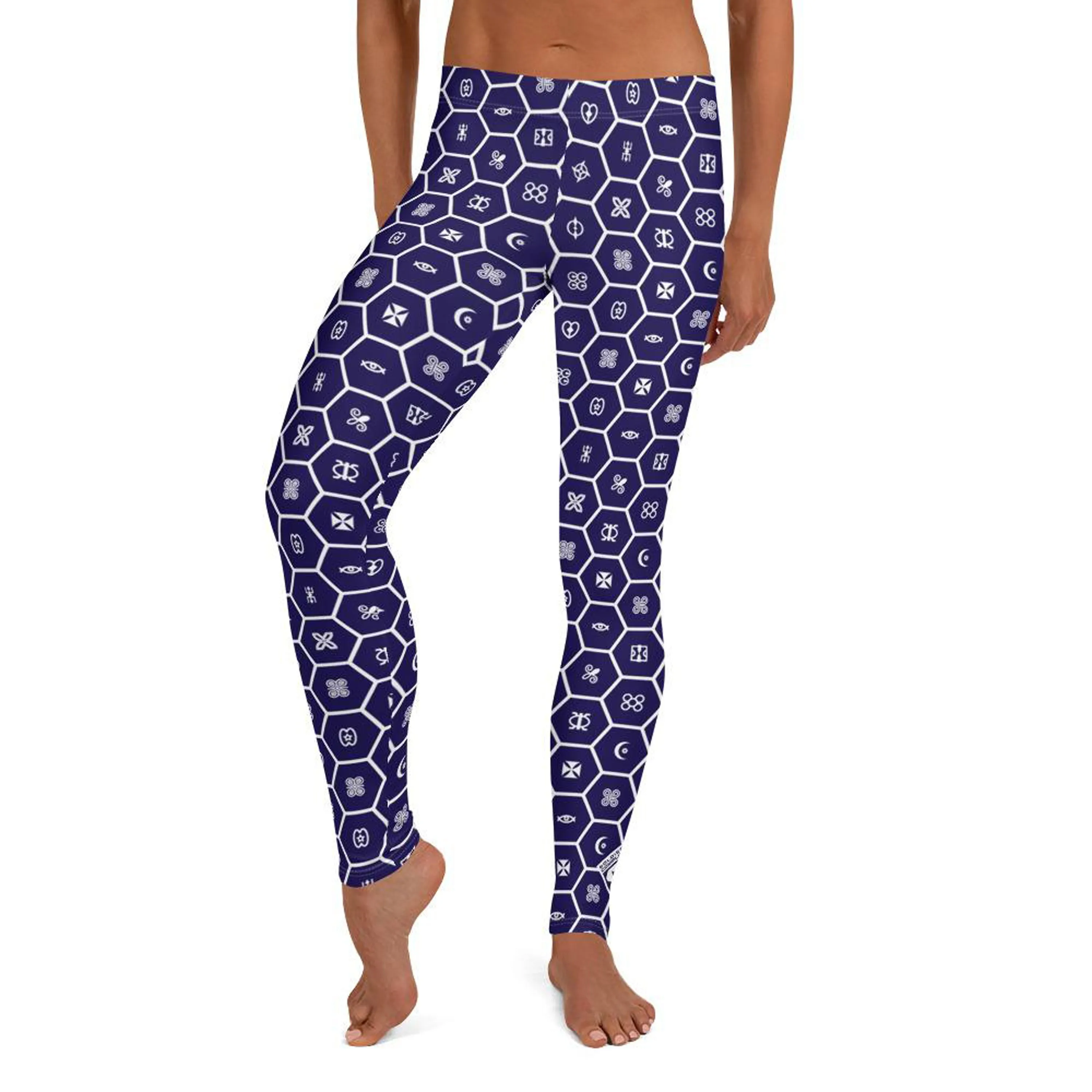 Women's African Print Adinkra Yoga Pants Workout Leggings For Jiu Jitsu 001