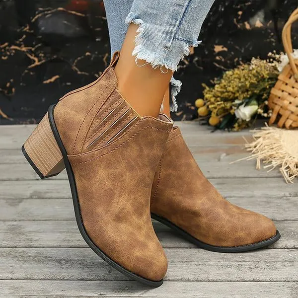 Women's Casual Retro Block Heel Ankle Boots 21222465S